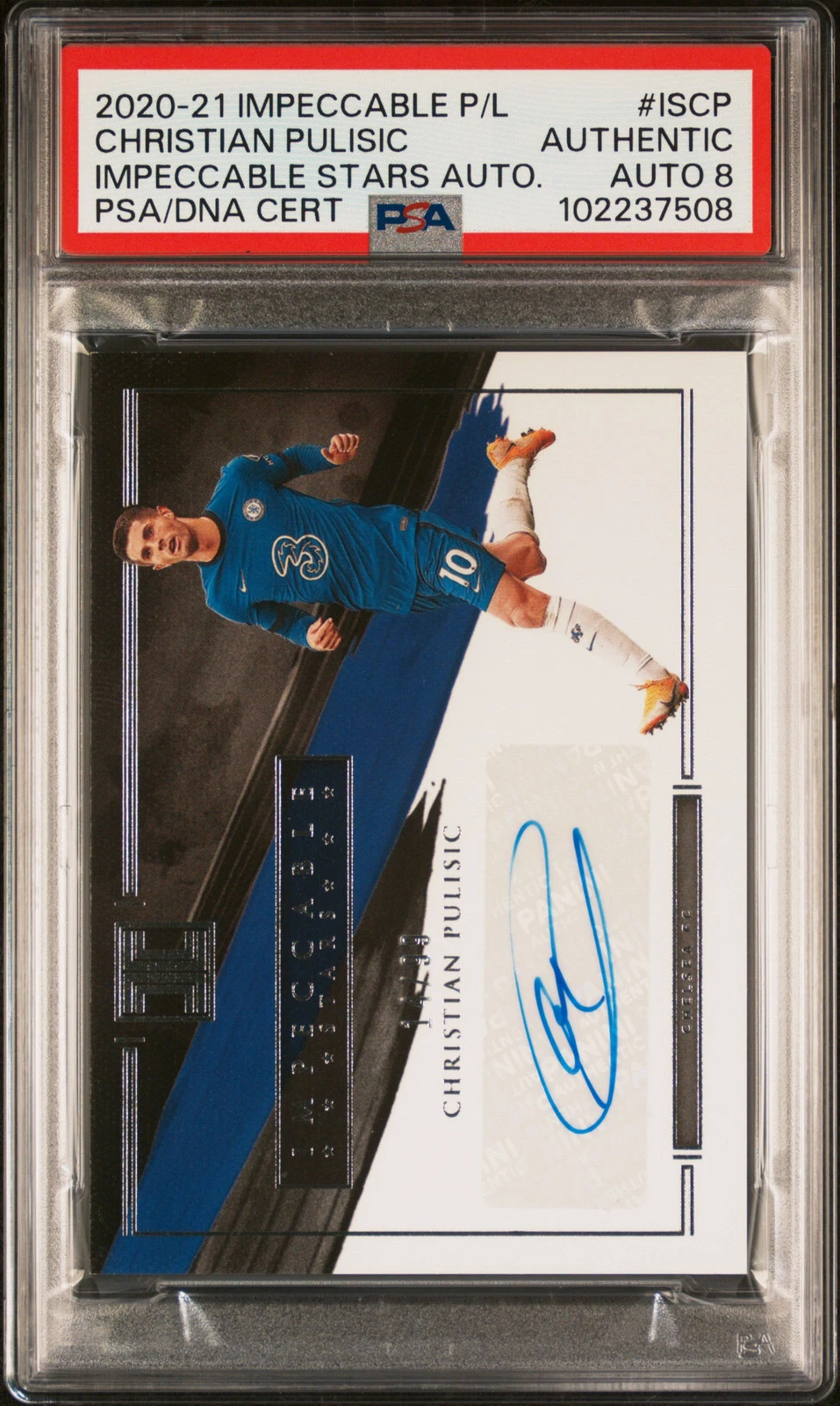 2020 Panini Impeccable Premier League #ISCP 14/99 Christian Pulisic PSA Auto 8