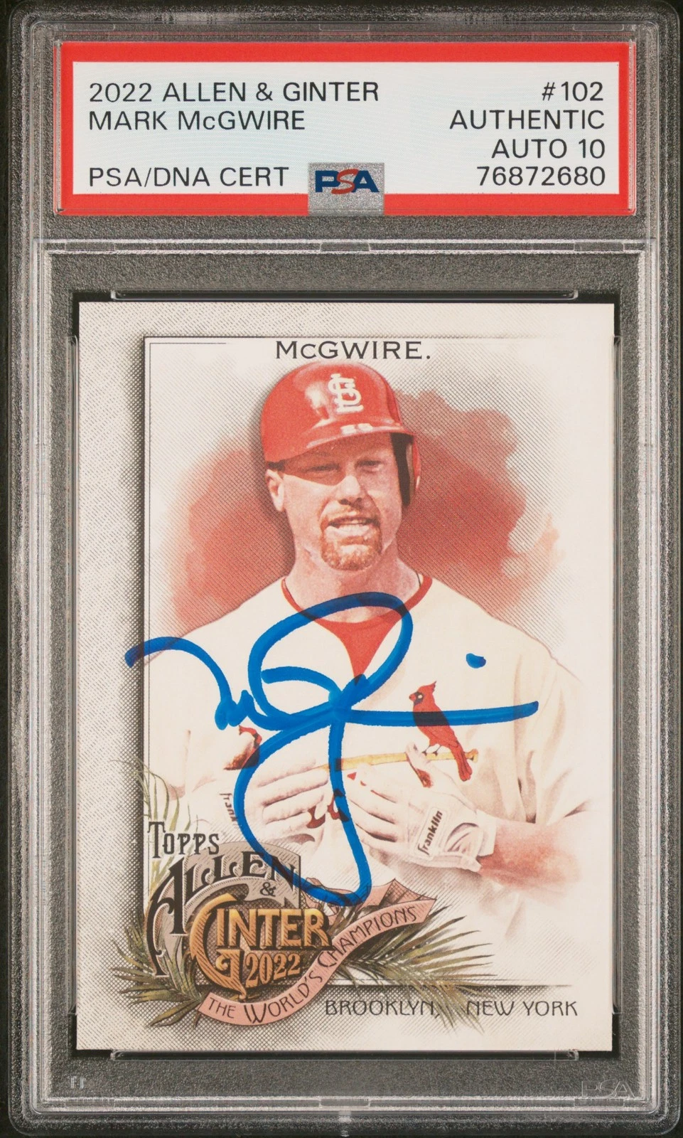 2022 Topps Allen & Ginter #102 Mark Mcgwire PSA A Auto 10