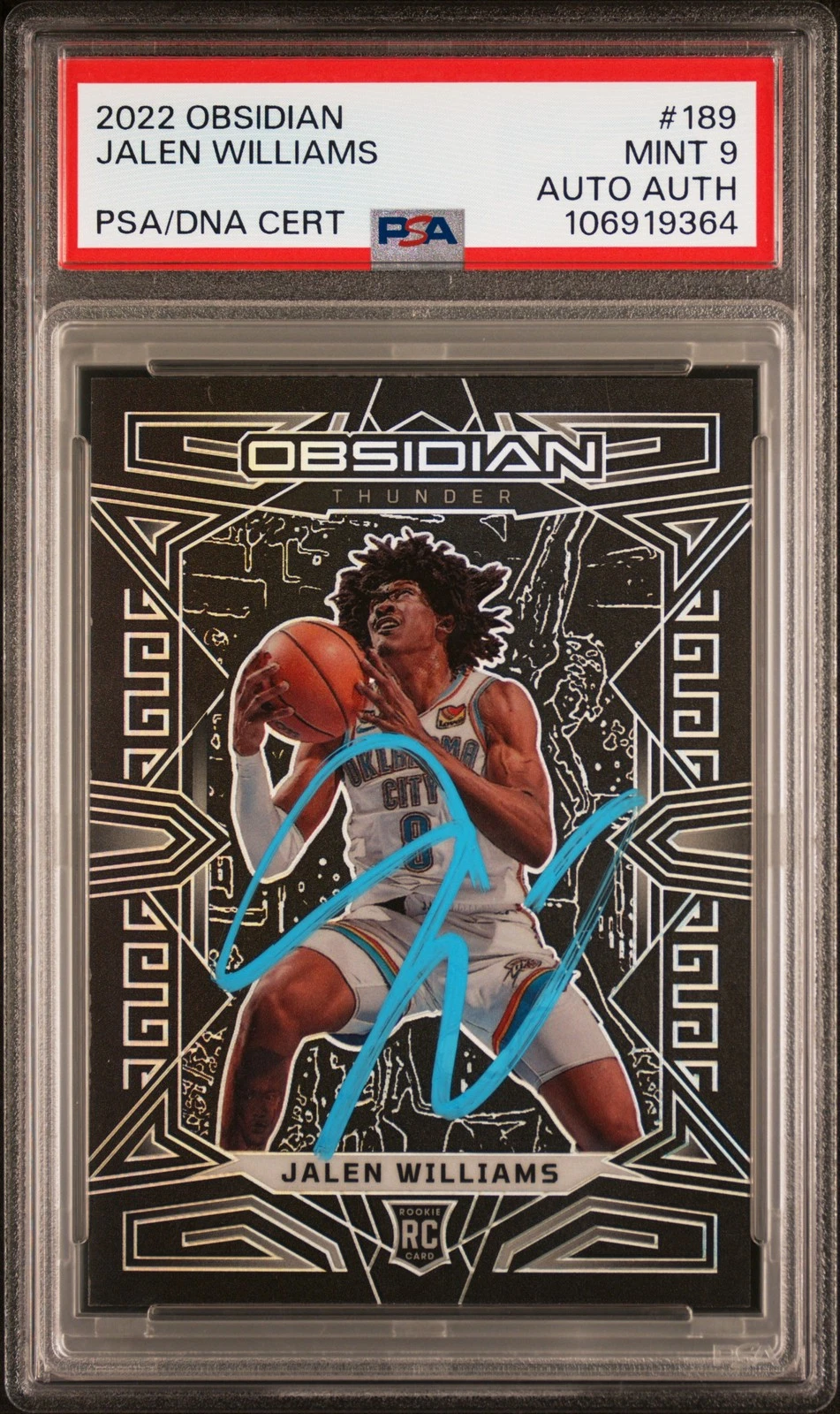 2022 Panini Obsidian #189 Jalen Williams signed card PSA 9 Auto A