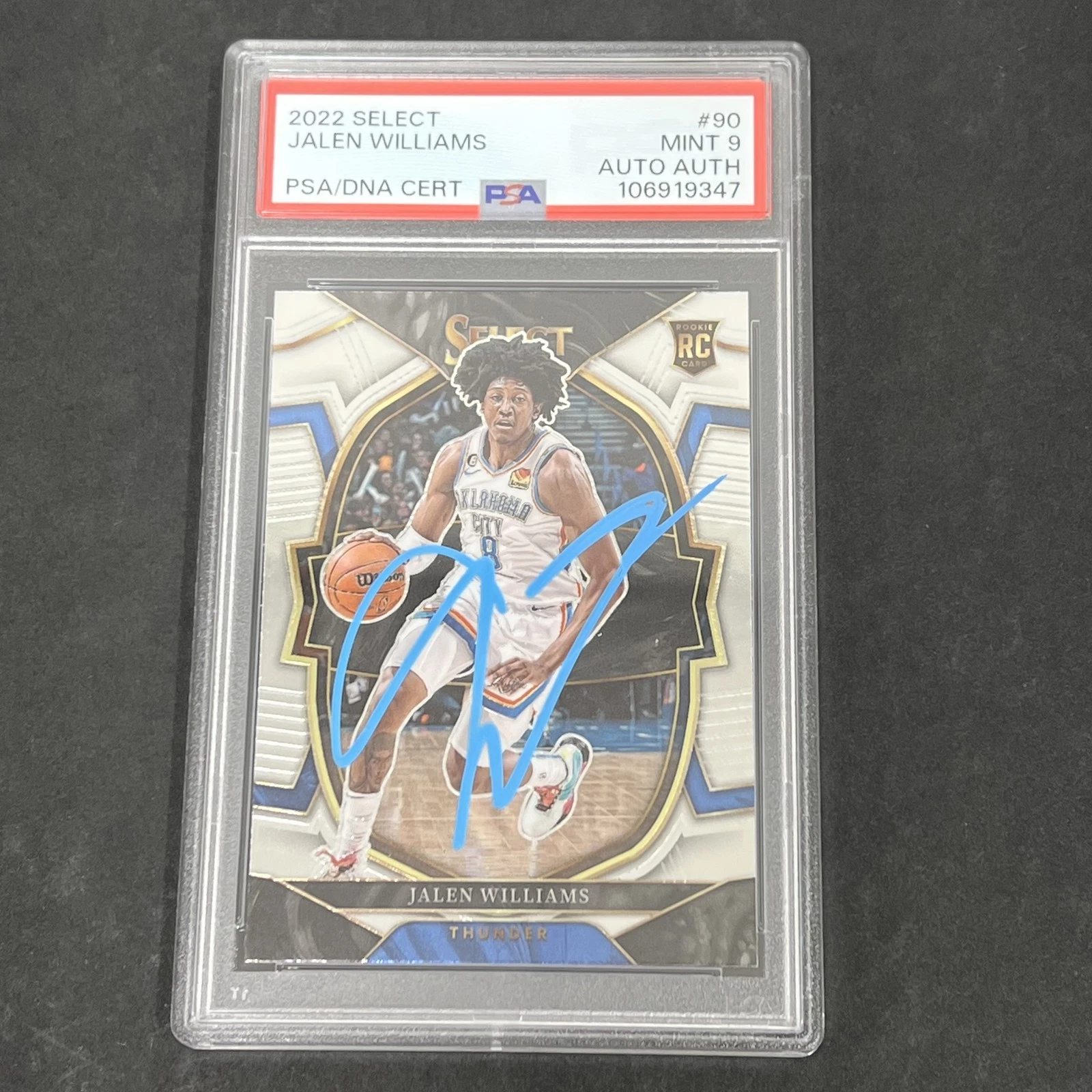 2022 Panini Select #90 Jalen Williams signed card PSA 9 Auto A Thunder