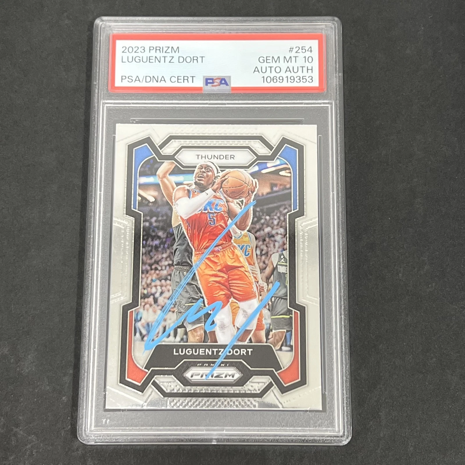 2023 Panini Prizm #254 Luguentz Dort signed card PSA 10 Auto A