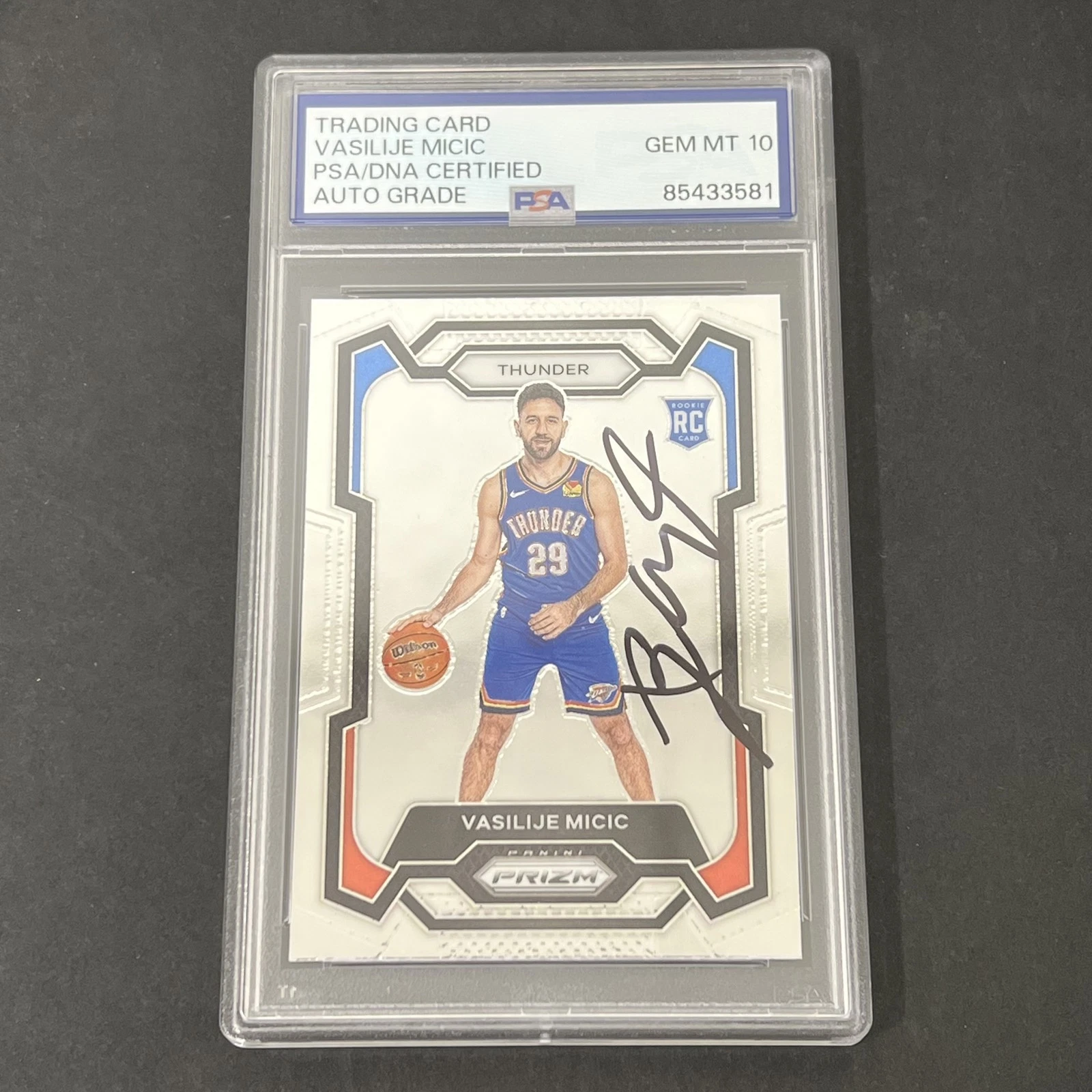 2023-24 Panini Silver Prizm #297 Vasilije Micic signed Rookie card PSA Auto 10