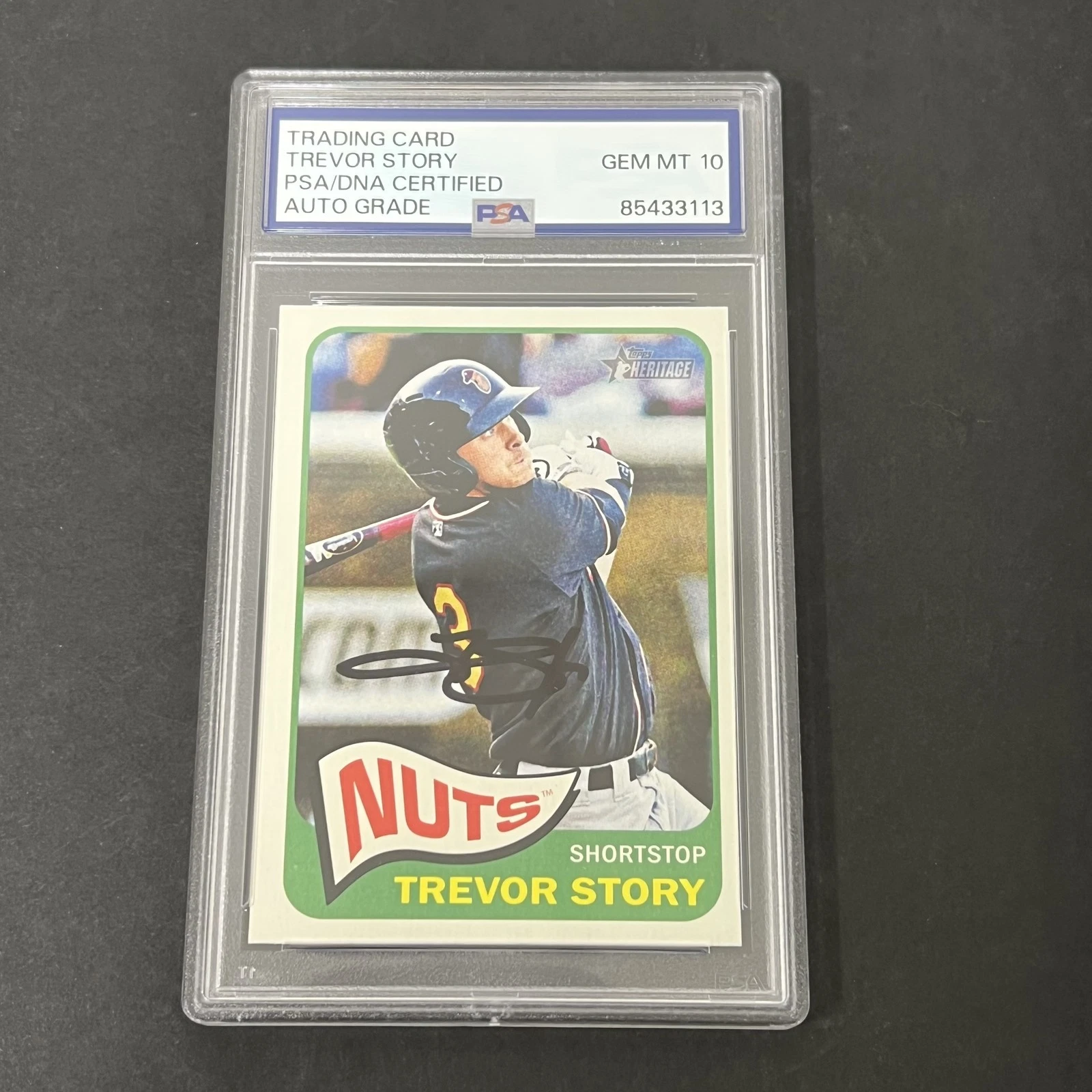 2014 Topps Heritage Minor League Edition#11 Trevor Story signed card PSA Auto 10