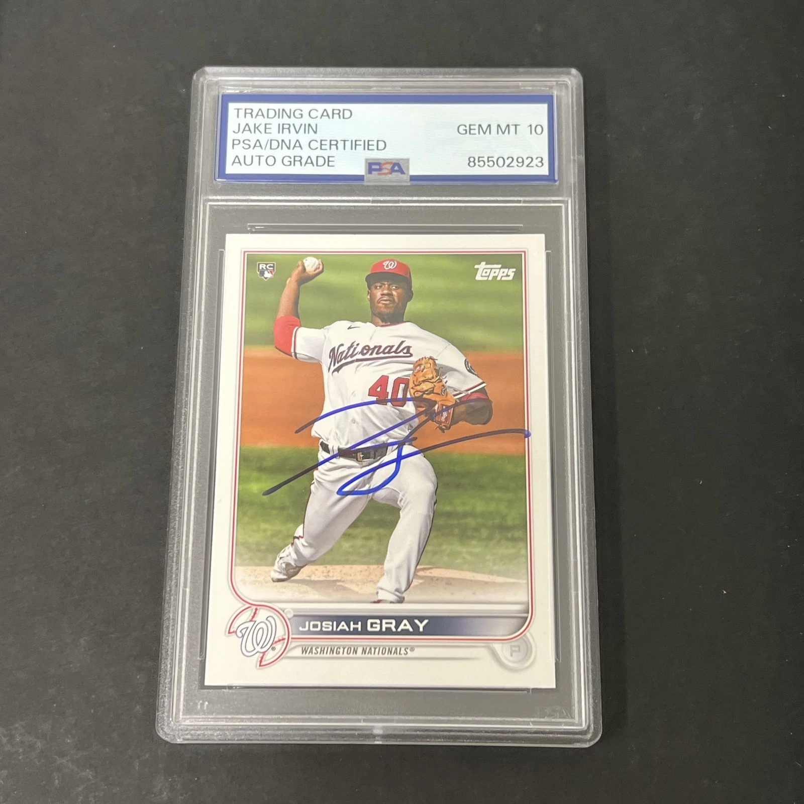 2022 Topps Series 1 #43 Josiah Gray signed card PSA Auto 10 Nationals