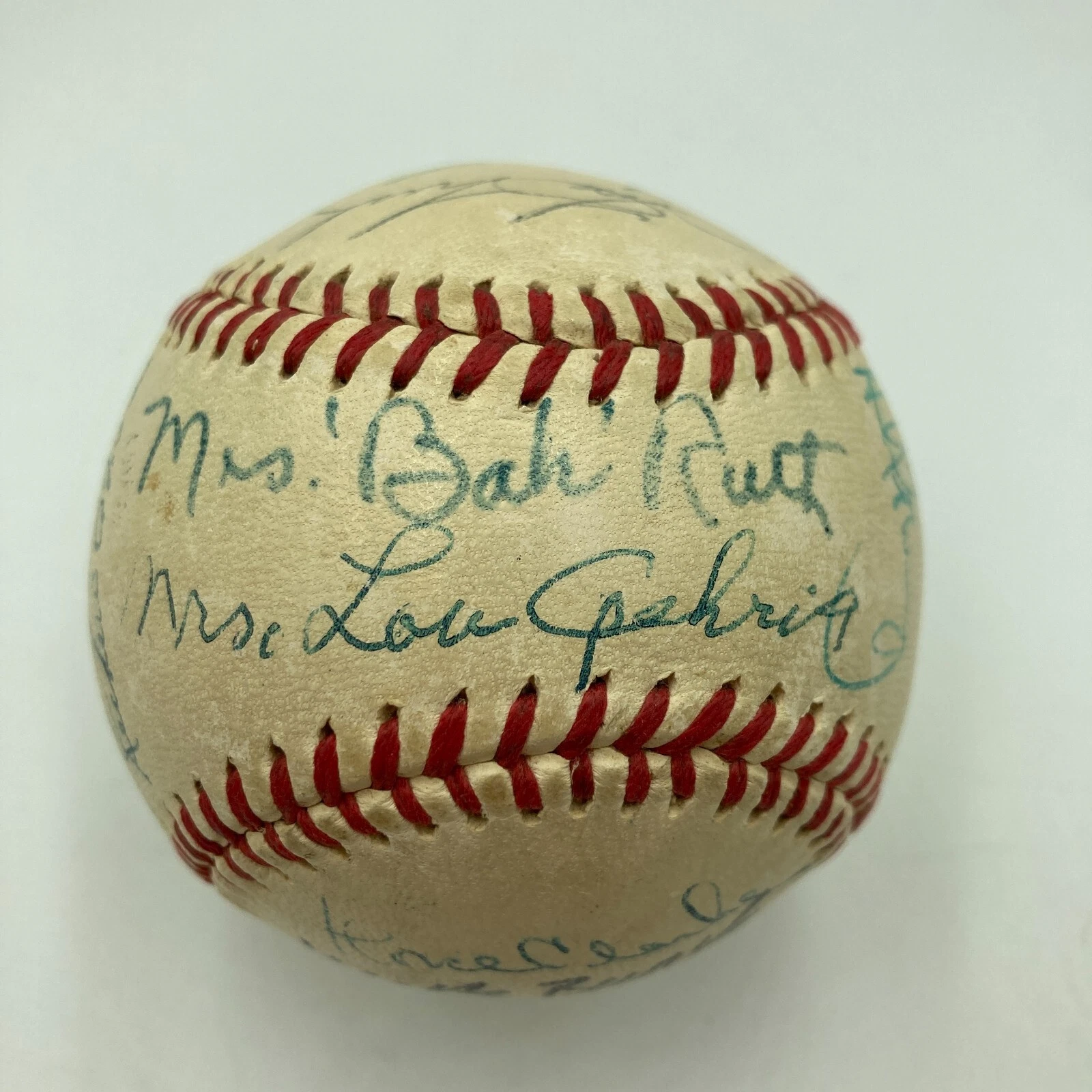 Mrs. Babe Ruth & Mrs. Lou Gehrig Yankees Legends Signed Baseball JSA COA