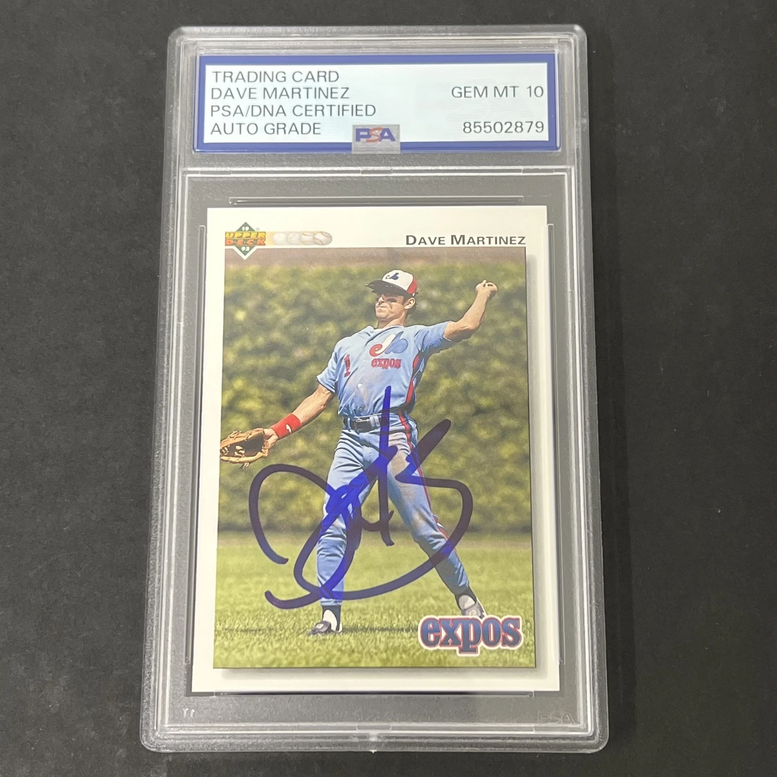 1992 Upper Deck #328 Dave Martinez signed card PSA Auto 10 Expos