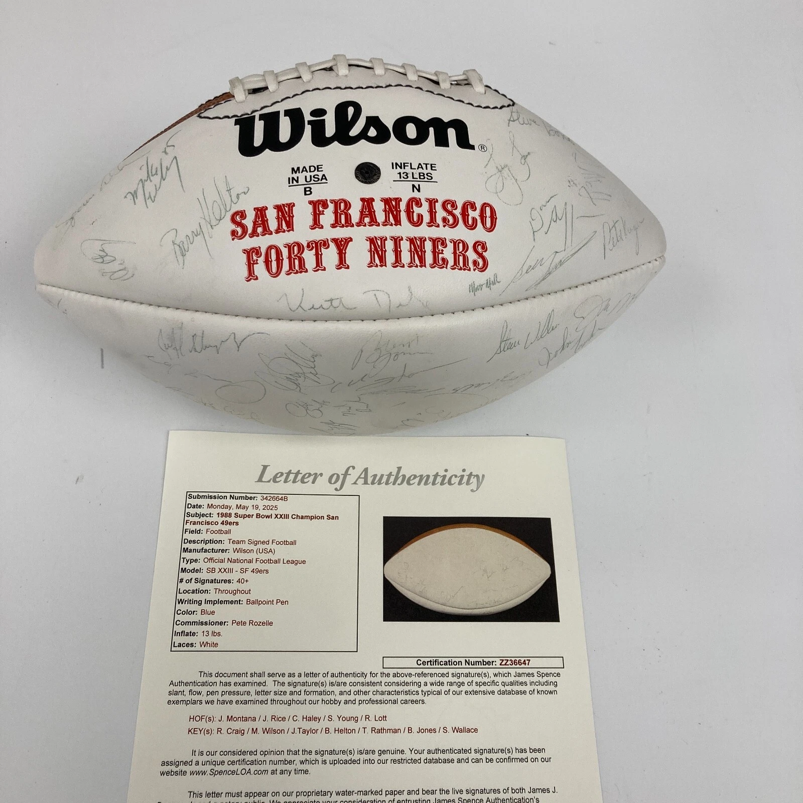 1988 San Francisco 49ers Super Bowl XXIV Champs Team Signed Football JSA COA