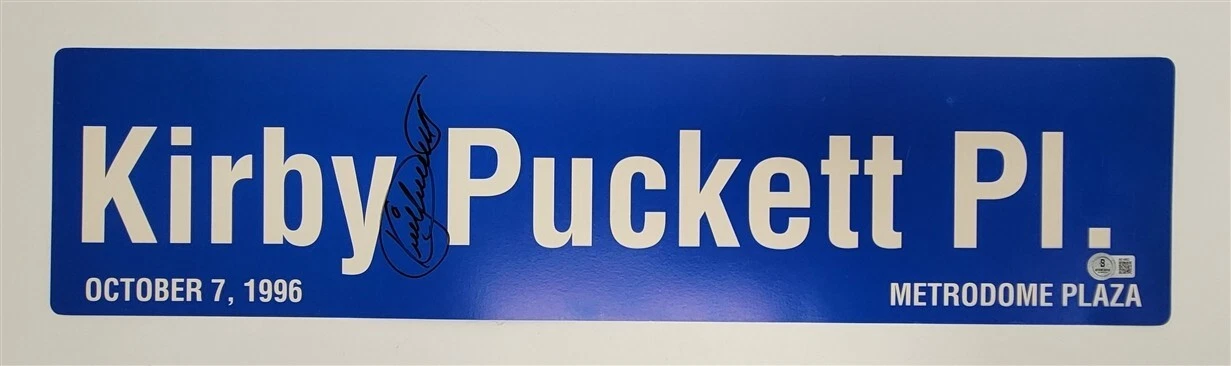 Kirby Puckett Signed Autographed Replica Street Sign Beckett COA