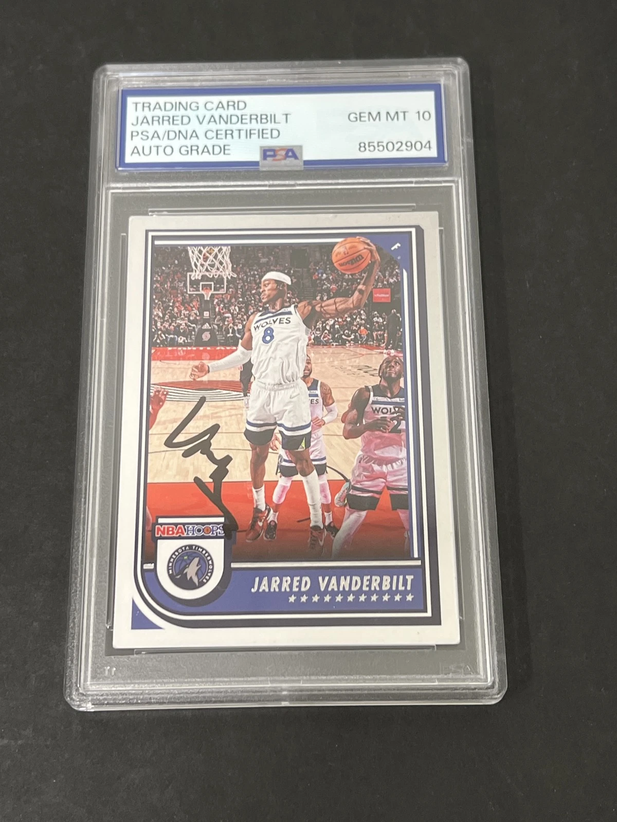2022-23 Panini NBA Hoops #198 Jarred Vanderbilt signed card PSA Auto 10