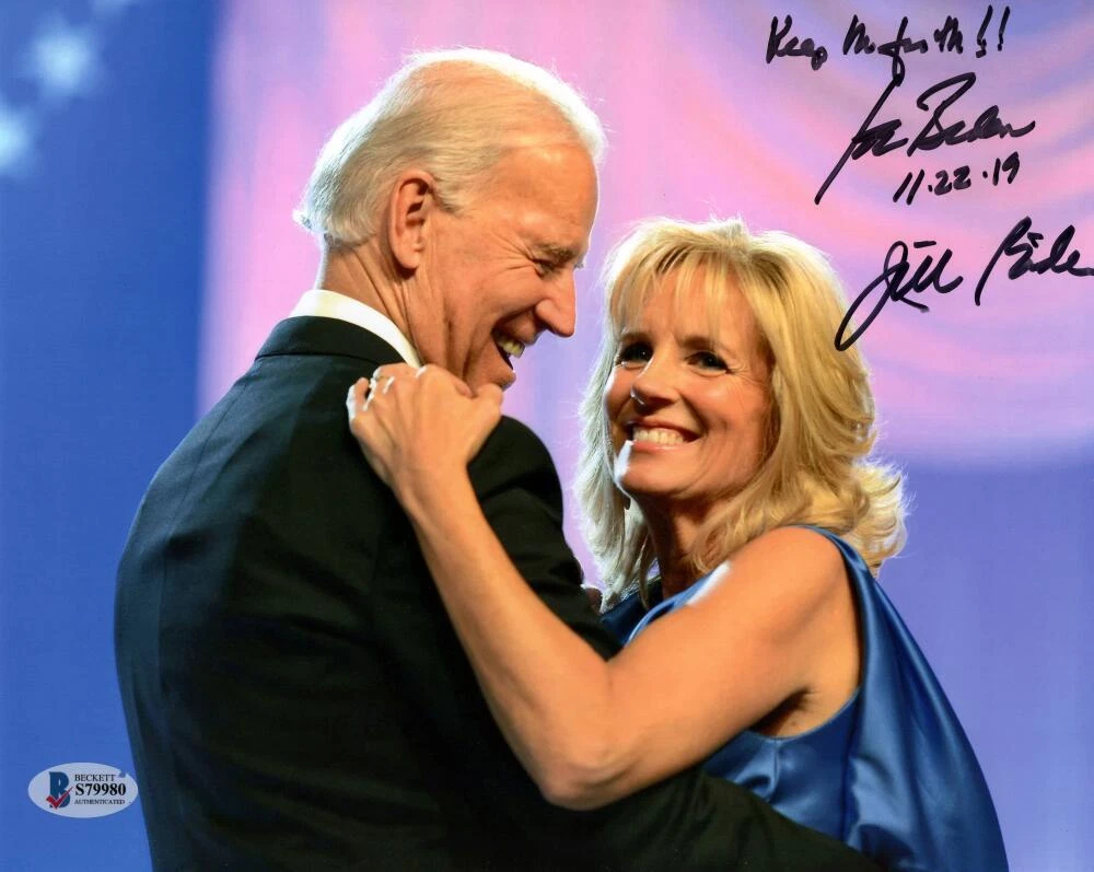 President Joe Biden & FLOTUS Jill Biden Signed Autograph 8x10 Photo  Beckett COA