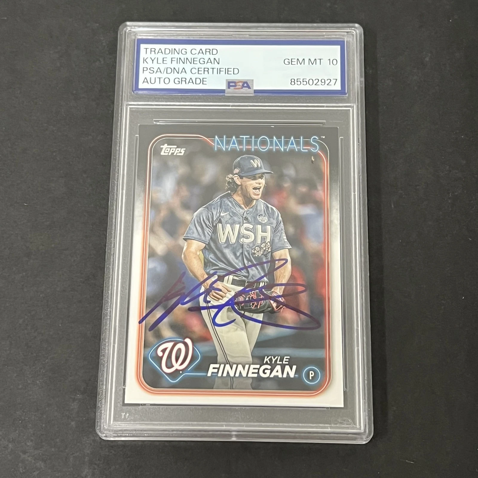2024 Topps Series 1 #153 Kyle Finnegan signed card PSA Auto 10 Nationals