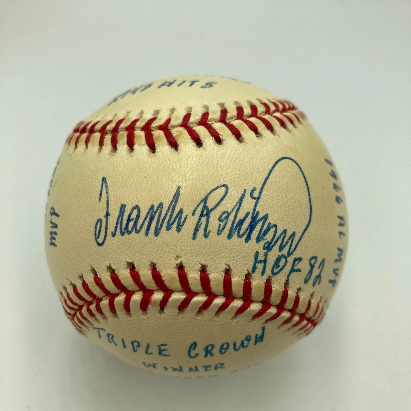 Frank Robinson Signed Heavily Inscribed Career STAT Baseball Reggie Jackson COA