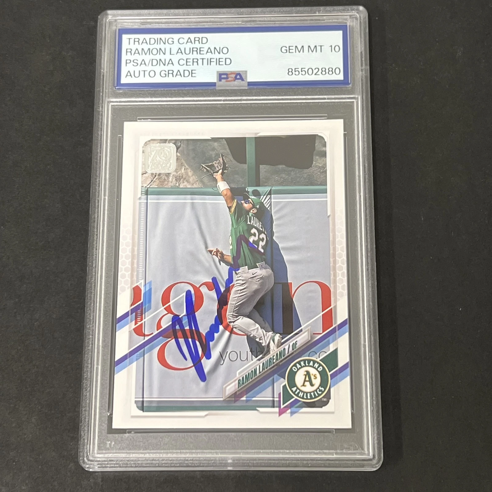 2021 Topps Series 2 #613 Ramon Laureano signed card PSA Auto 10