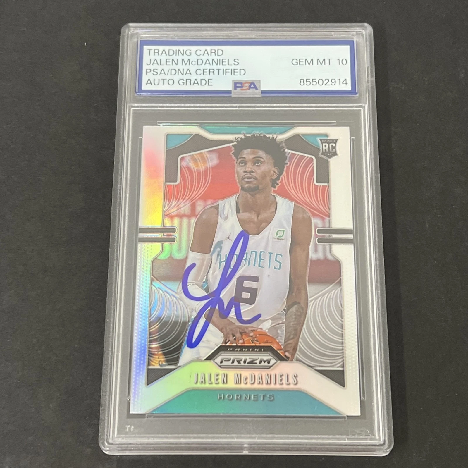 2019-20 Panini Silver Prizm #297 Jalen McDaniels signed card PSA Auto 10