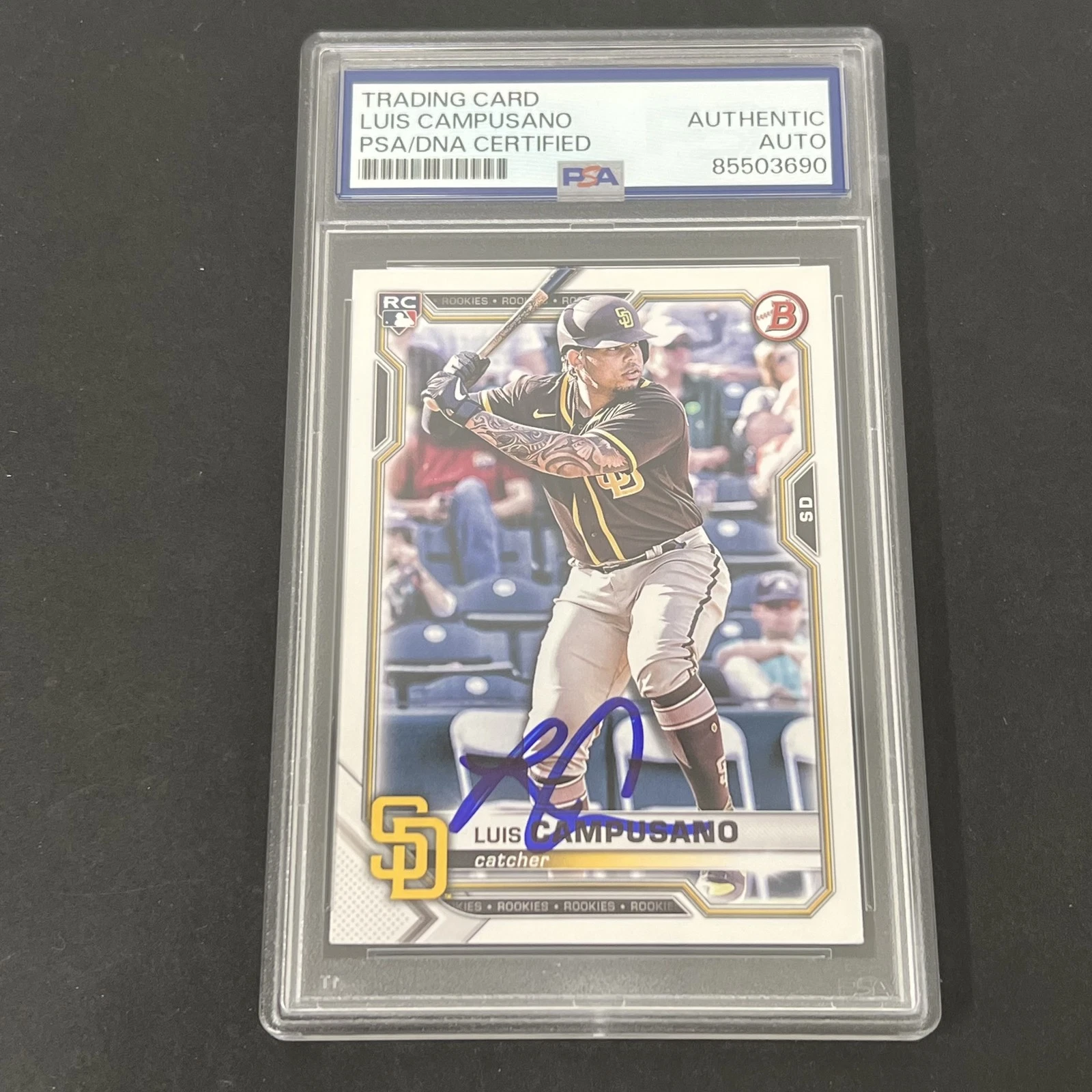 2021 Bowman Baseball #68 Luis Campusano Rookie signed card PSA