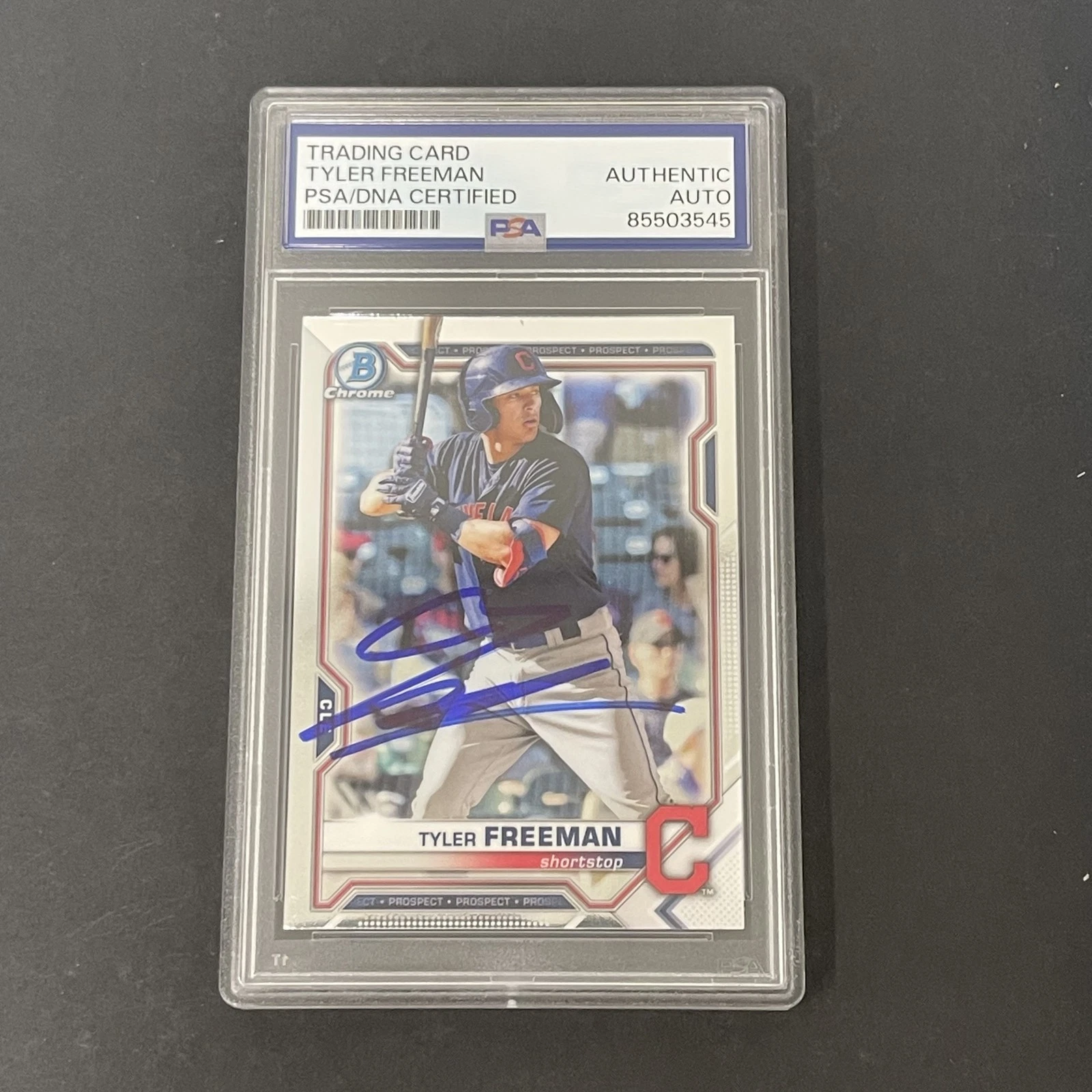 2021 Bowman Chrome Prospect #BCP-119 Tyler Freeman signed card PSA