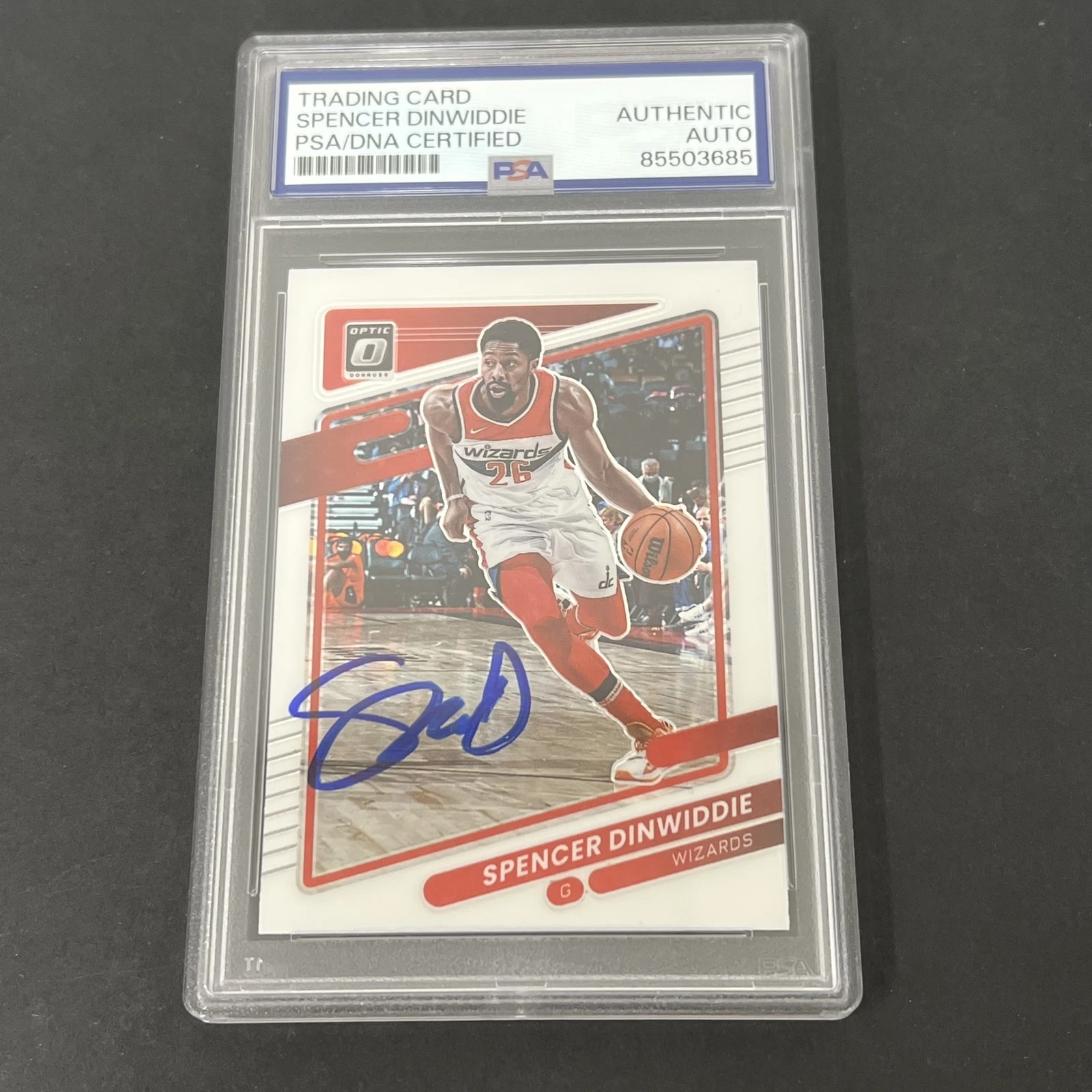 2021-22 Panini Donruss Optic #54 Spencer Dinwiddie signed card PSA