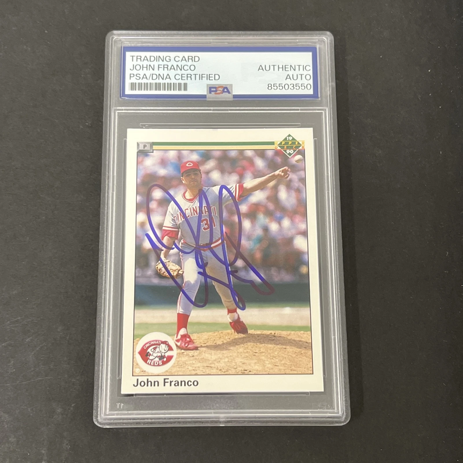 1990 Upper Deck #139 John Franco signed card PSA