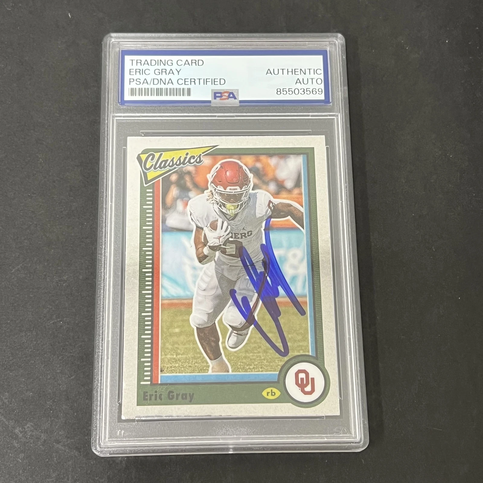 2023 Panini Chronicles Draft Picks #21 Eric Gray signed card PSA Sooners