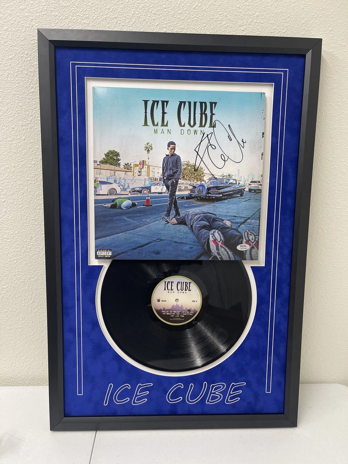 ICE CUBE SIGNED VINYL FRAME PSA/DNA AUTOGRAPHED RAPPER MAN DOWN COLLECTIBLE MEMORABILIA