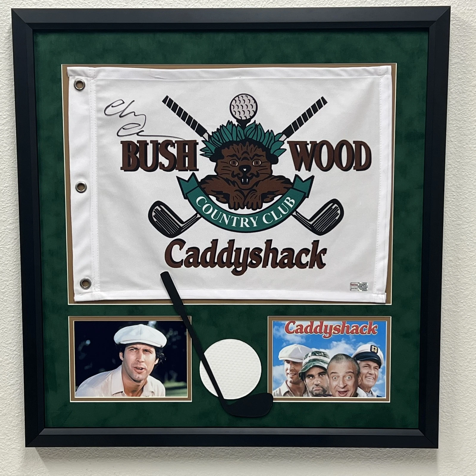 Chevy Chase Signed Golf Flag Frame PSA Caddyshack
