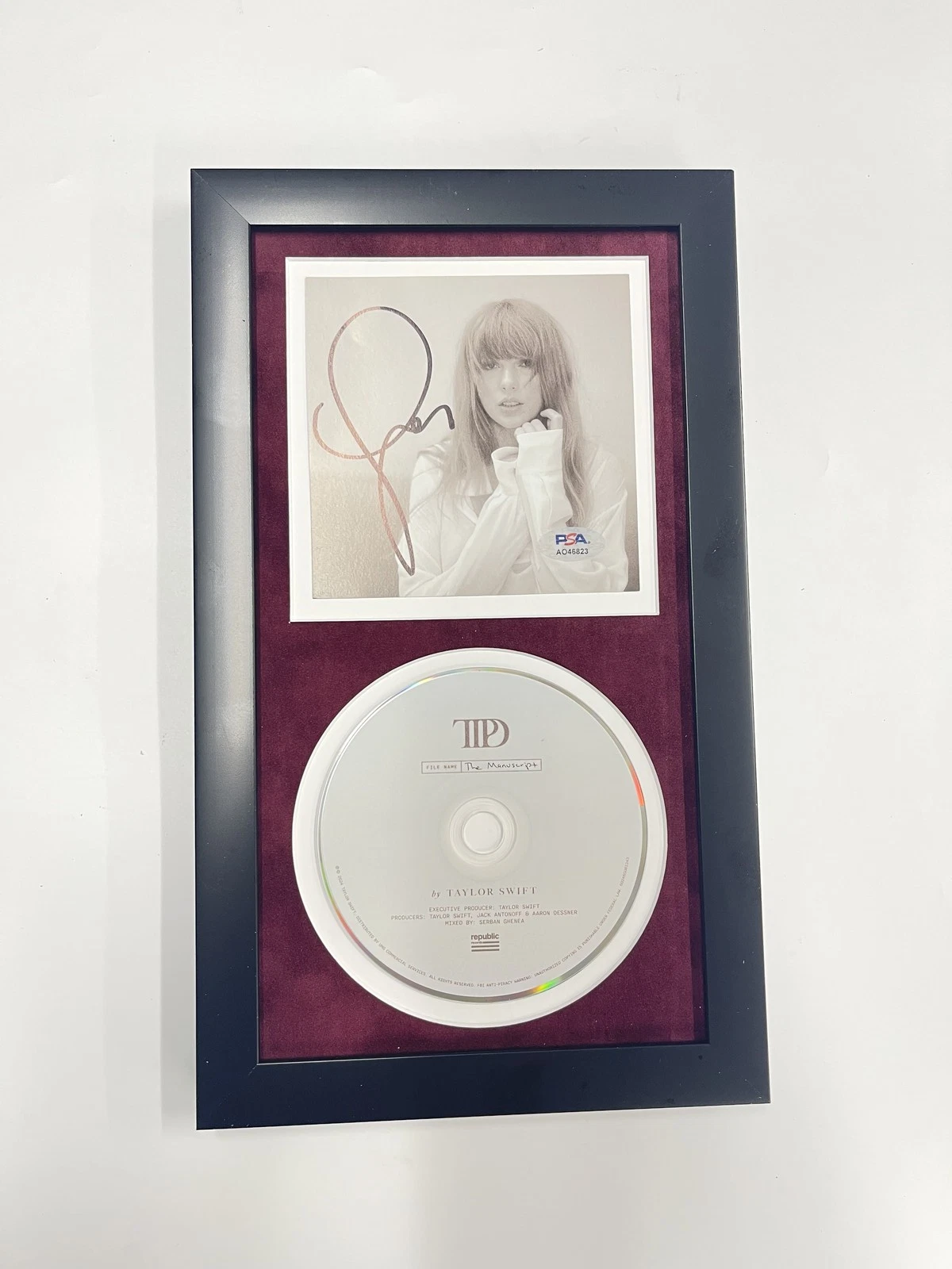 Taylor Swift Signed CD Cover Framed PSA/DNA The Tortured Poets Department TTPD