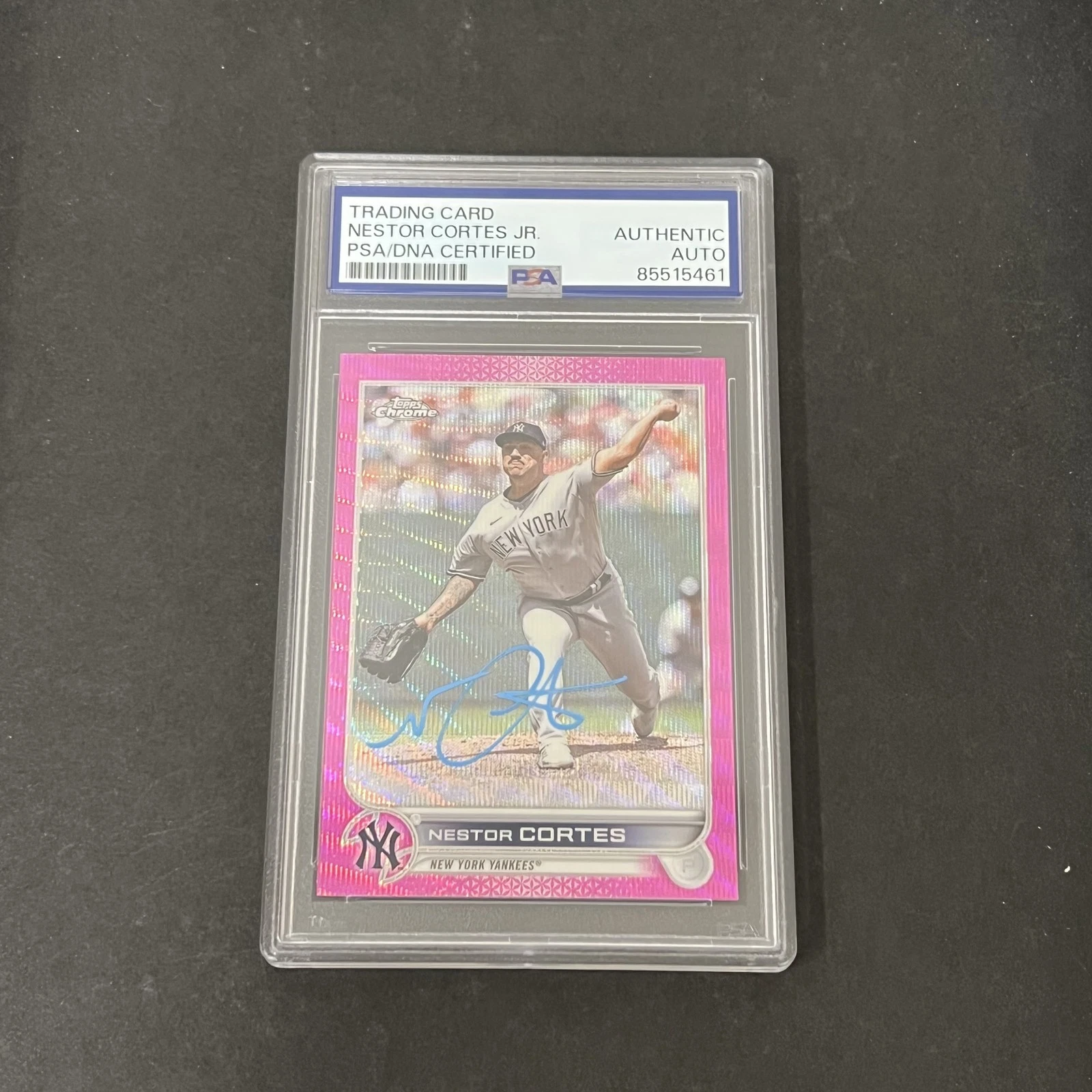 2022 Topps Update Series #USC10 Nestor Cortes Pink Chrome signed card PSA