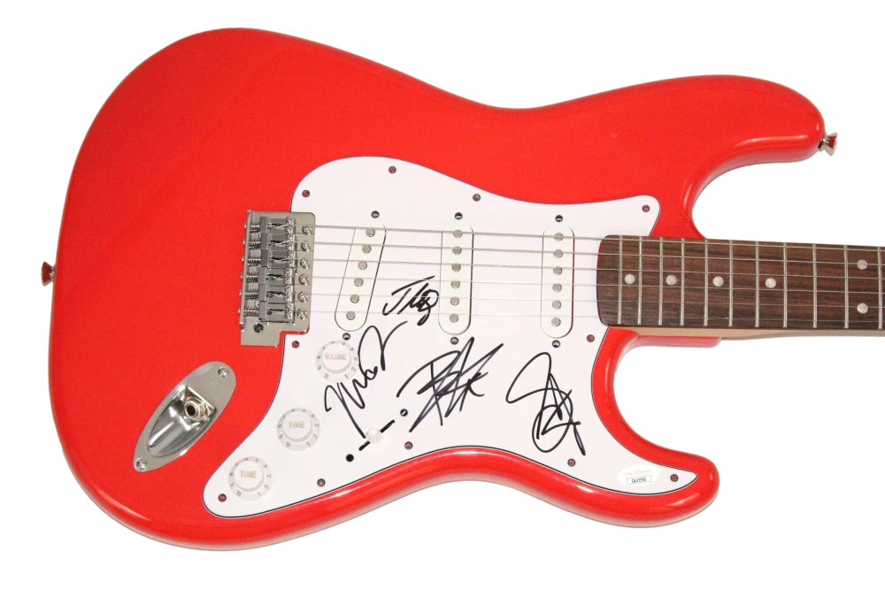 Parmalee Full Band Signed Autograph Red Fender Electric Guitar w/ JSA COA