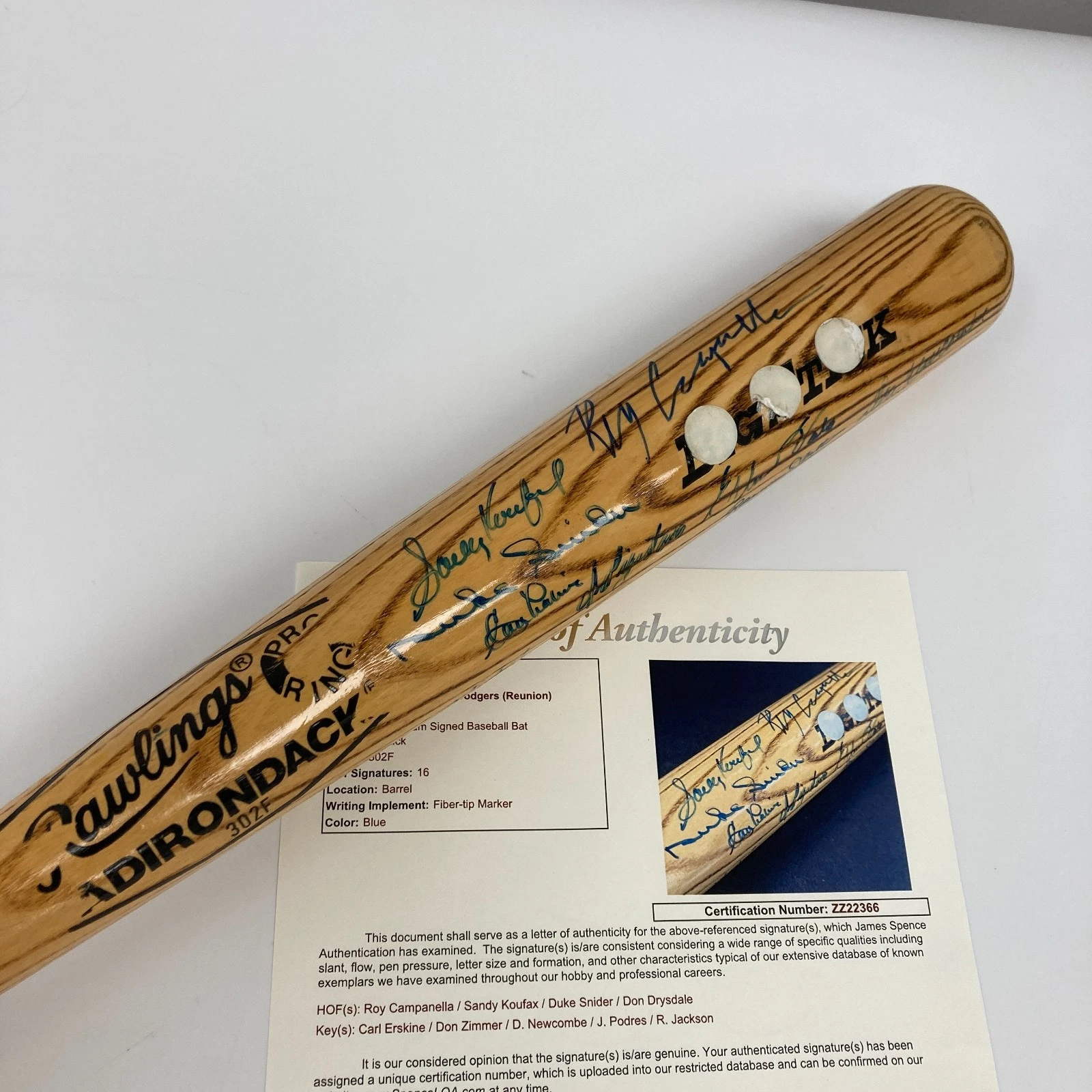 1957 BROOKLYN DODGERS TEAM SIGNED BAT SANDY KOUFAX ROY CAMPANELLA JSA COA COLLECTIBLE MEMORABILIA