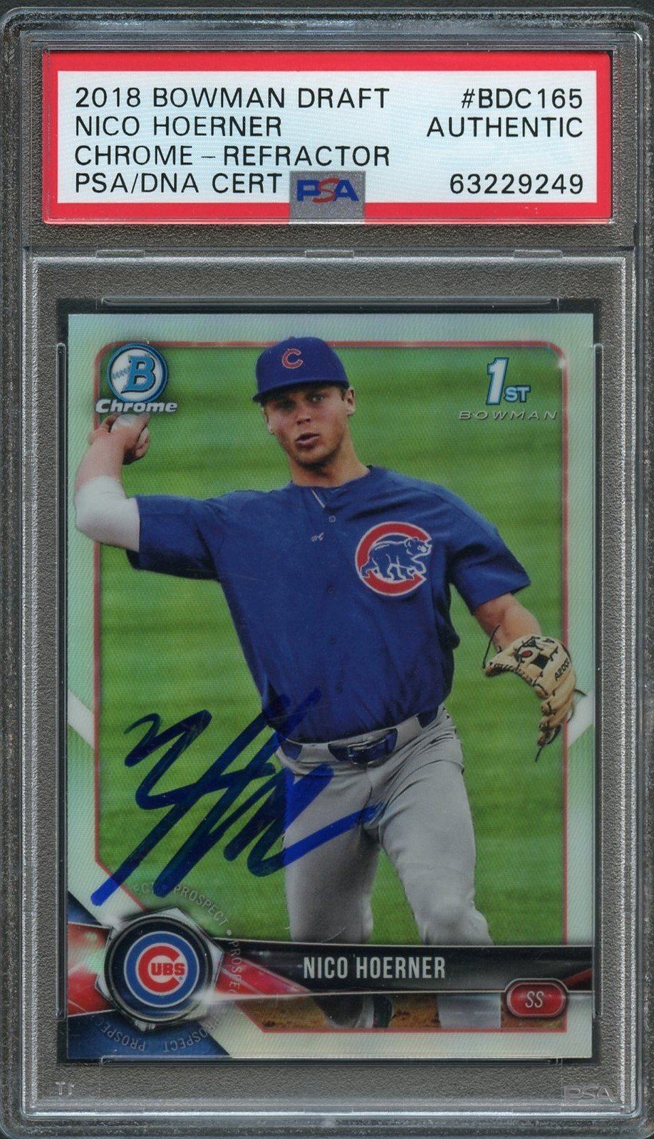 2018 Bowman Draft Refractor BD-165  Nico Hoerner Signed Card PSA Slabbed Auto Cu