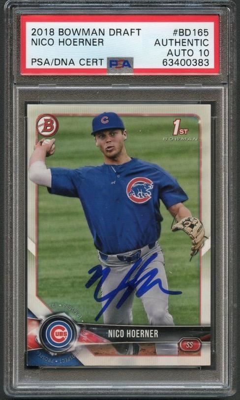 2018 Bowman Draft BD-165 Nico Hoerner Signed Card PSA Slabbed Auto Grade 10 Cubs