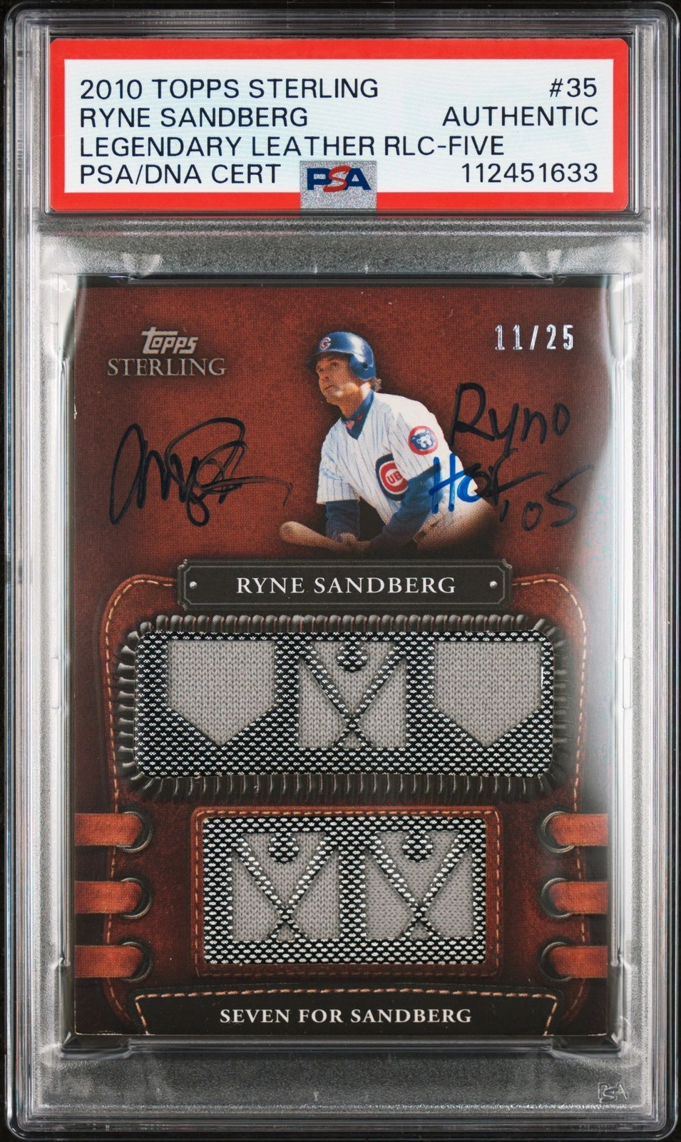 2010 Topps Sterling Legendary  Relics #35 Ryne Sandberg 11/25 signed card