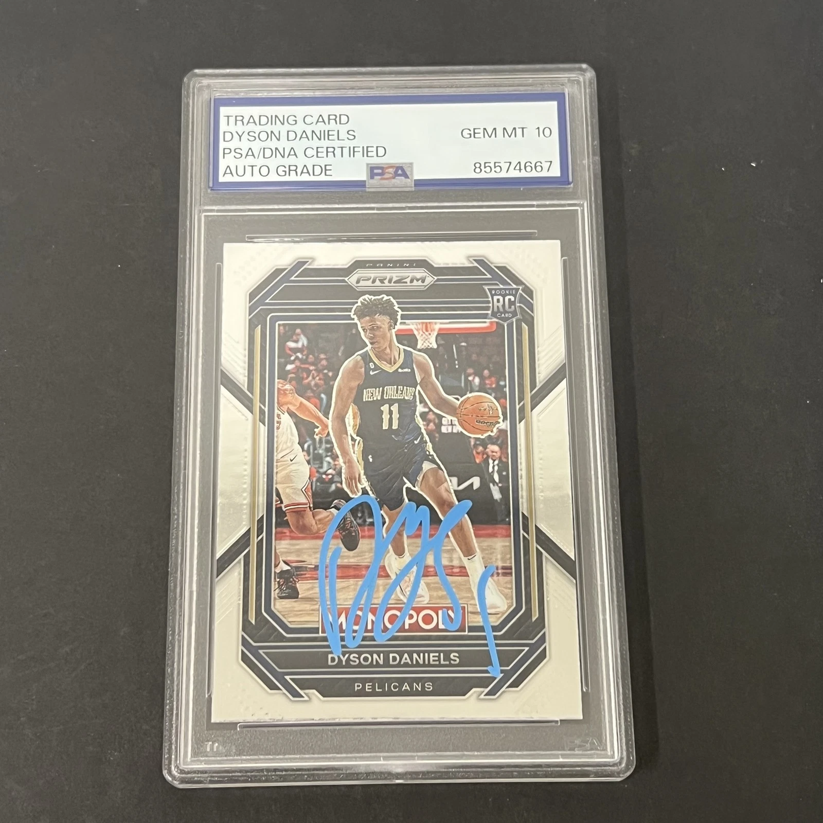 2022-23 Panini Prizm Monopoly #57 Dyson Daniels signed card PSA 10