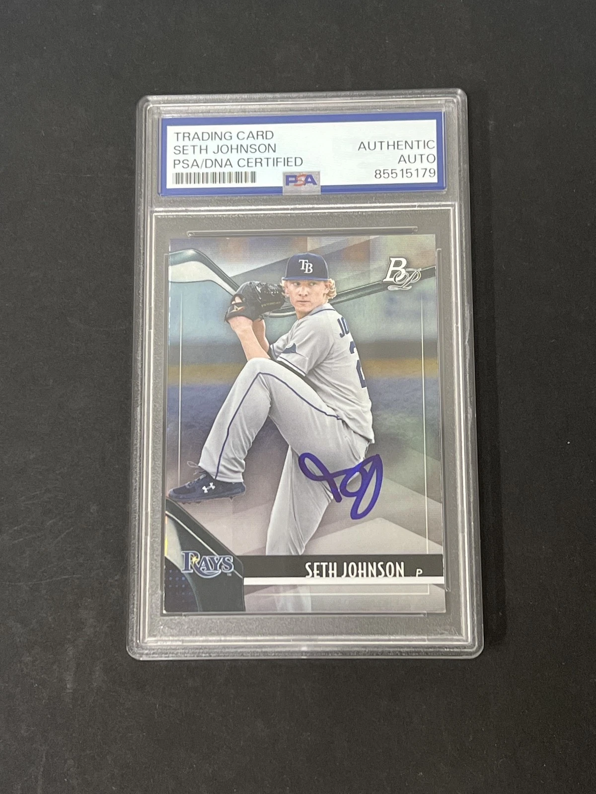 2021 Topps Bowman Platinum #Top-96 Seth Johnson signed card PSA