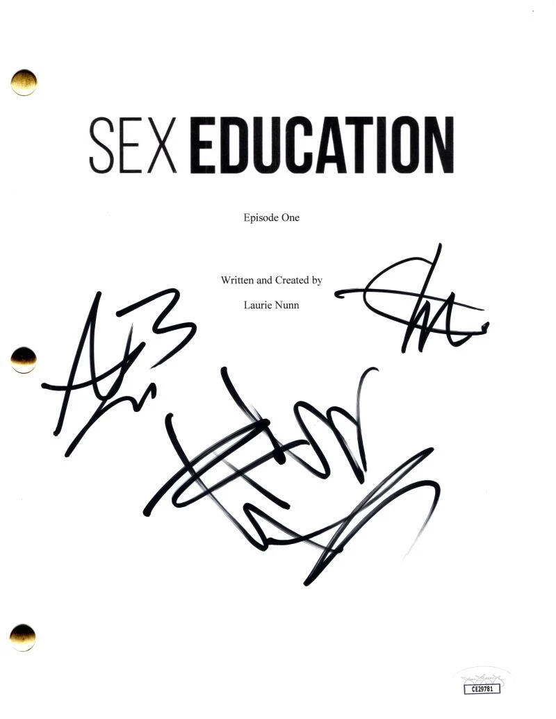 Ncuti Gatwa Emma Mackey & Asa Signed Autograph Sex Education Script w/ JSA COA