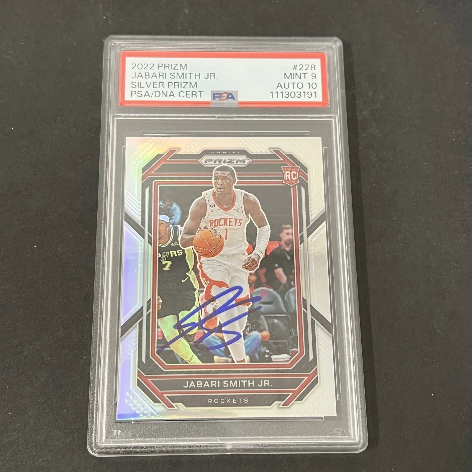 2022-23 Panini Prizm #228 Jabari Smith Jr. signed card PSA 9 Auto 10