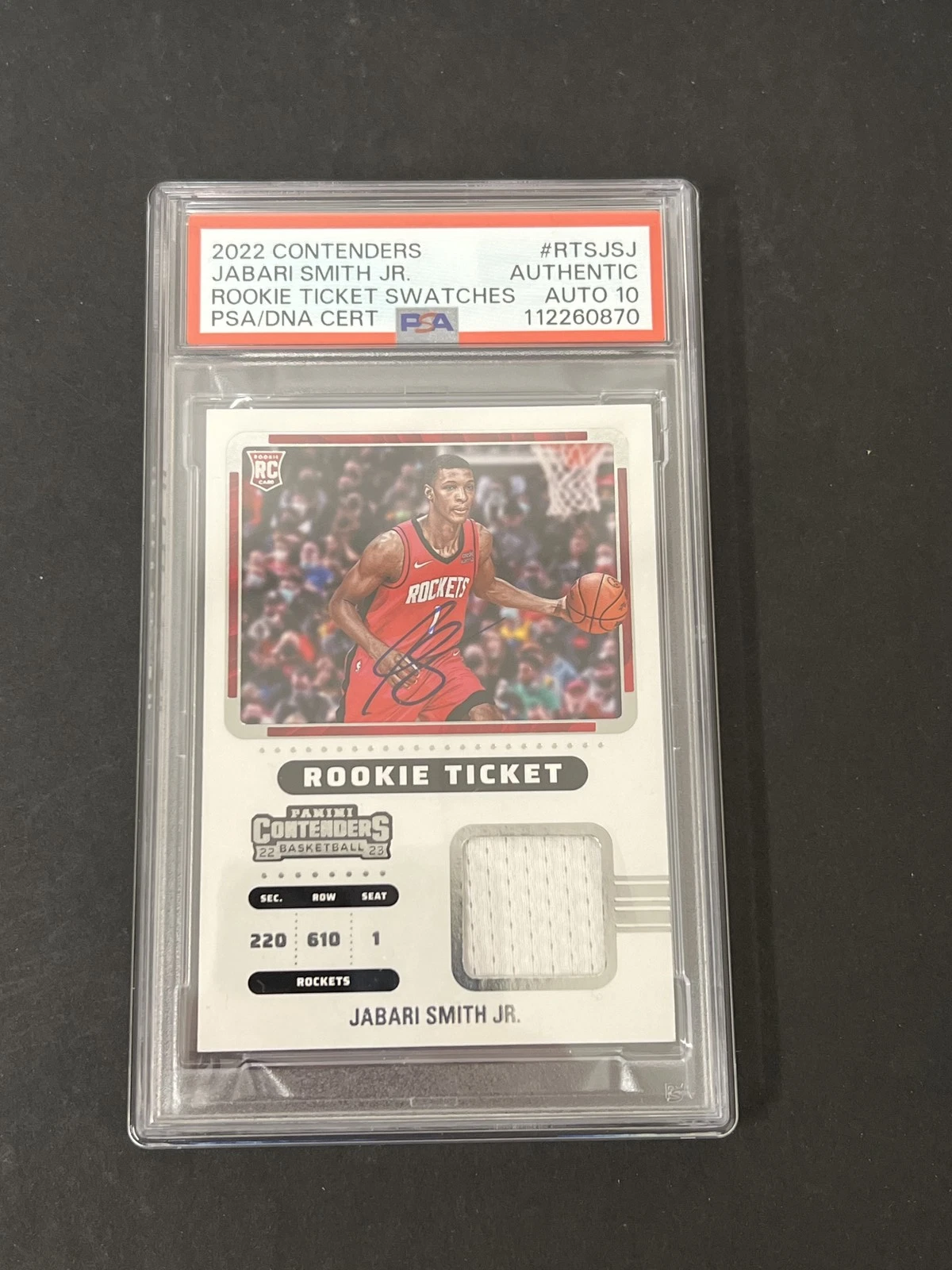 2022-23 Panini Cntndrs Jrsy Ptch#RTS-JSJ Jabari Smith Jr. signed PSA A Auto 10