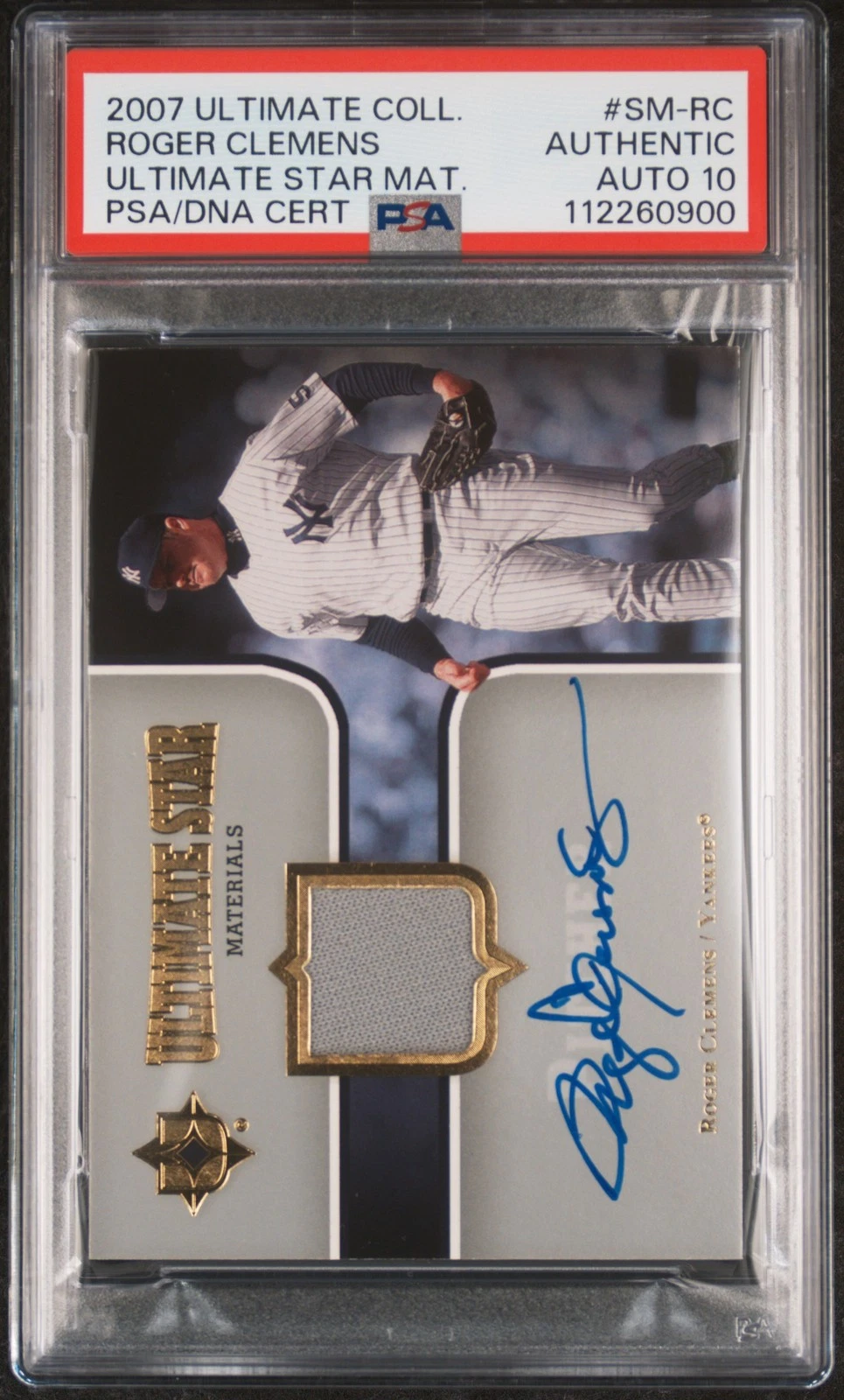 2007 Ultimate Collection Ult Star Mats #SM-RC Roger Clemens signed PSA A Auto 10