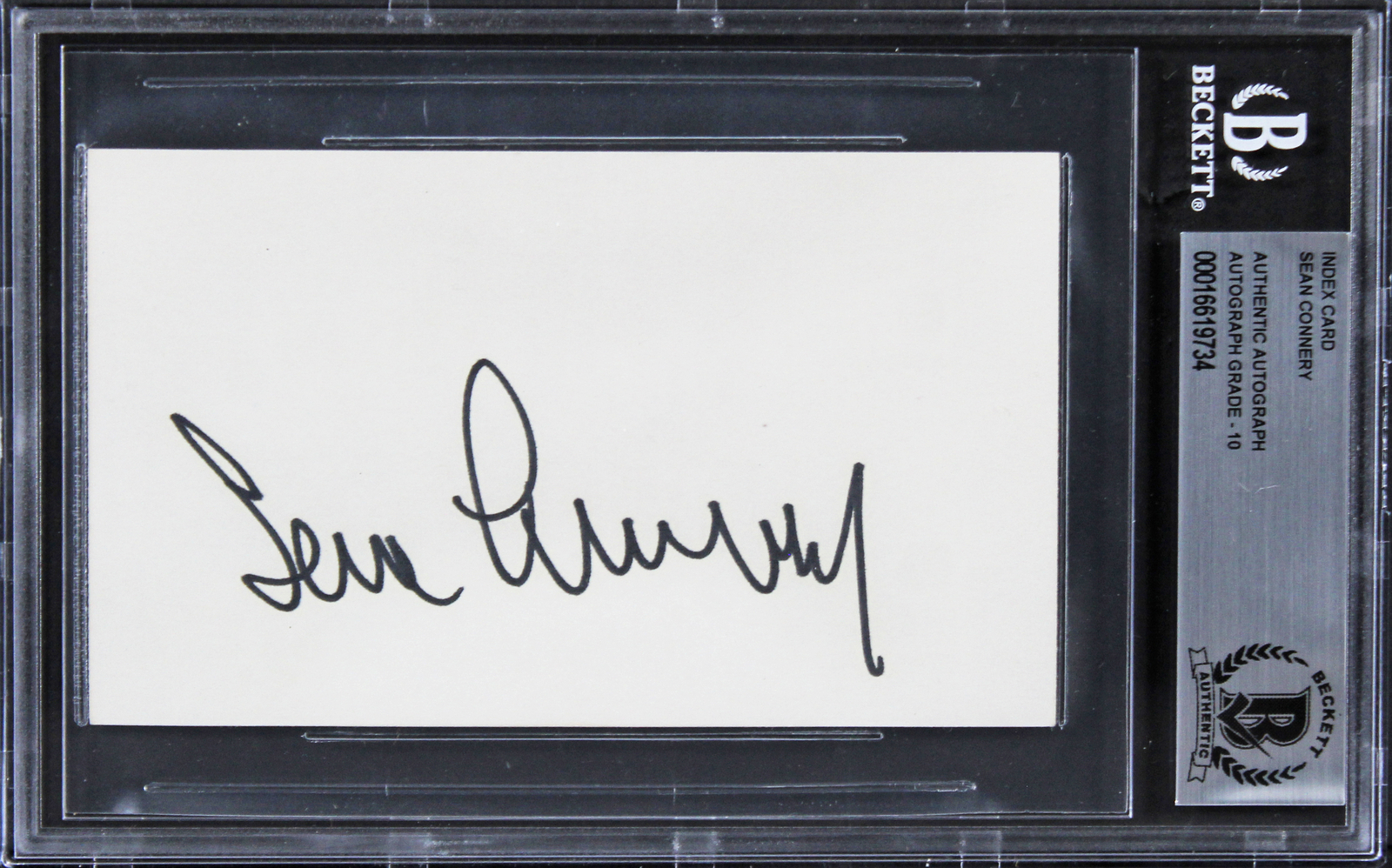 Sean Connery James Bond 007 Signed 3x5 Index Card Auto Graded 10! BAS Slabbed