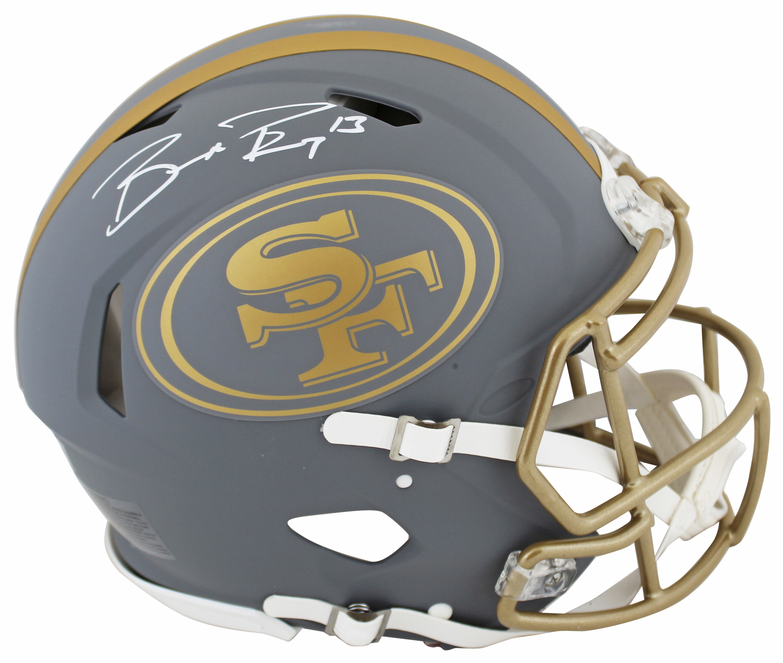 49ERS BROCK PURDY AUTHENTIC SIGNED SLATE FULL SIZE SPEED PROLINE HELMET FANATICS COLLECTIBLE MEMORABILIA