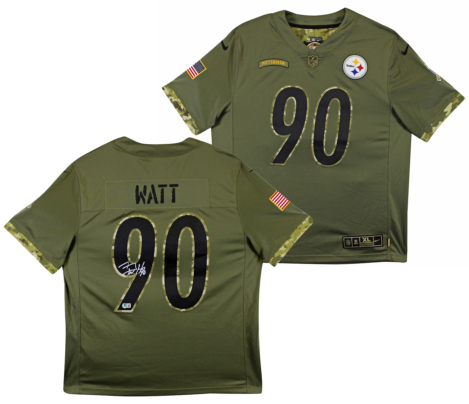 Steelers T.J. Watt Signed 2022 Salute to Service Nike Limited Jersey BAS Witness