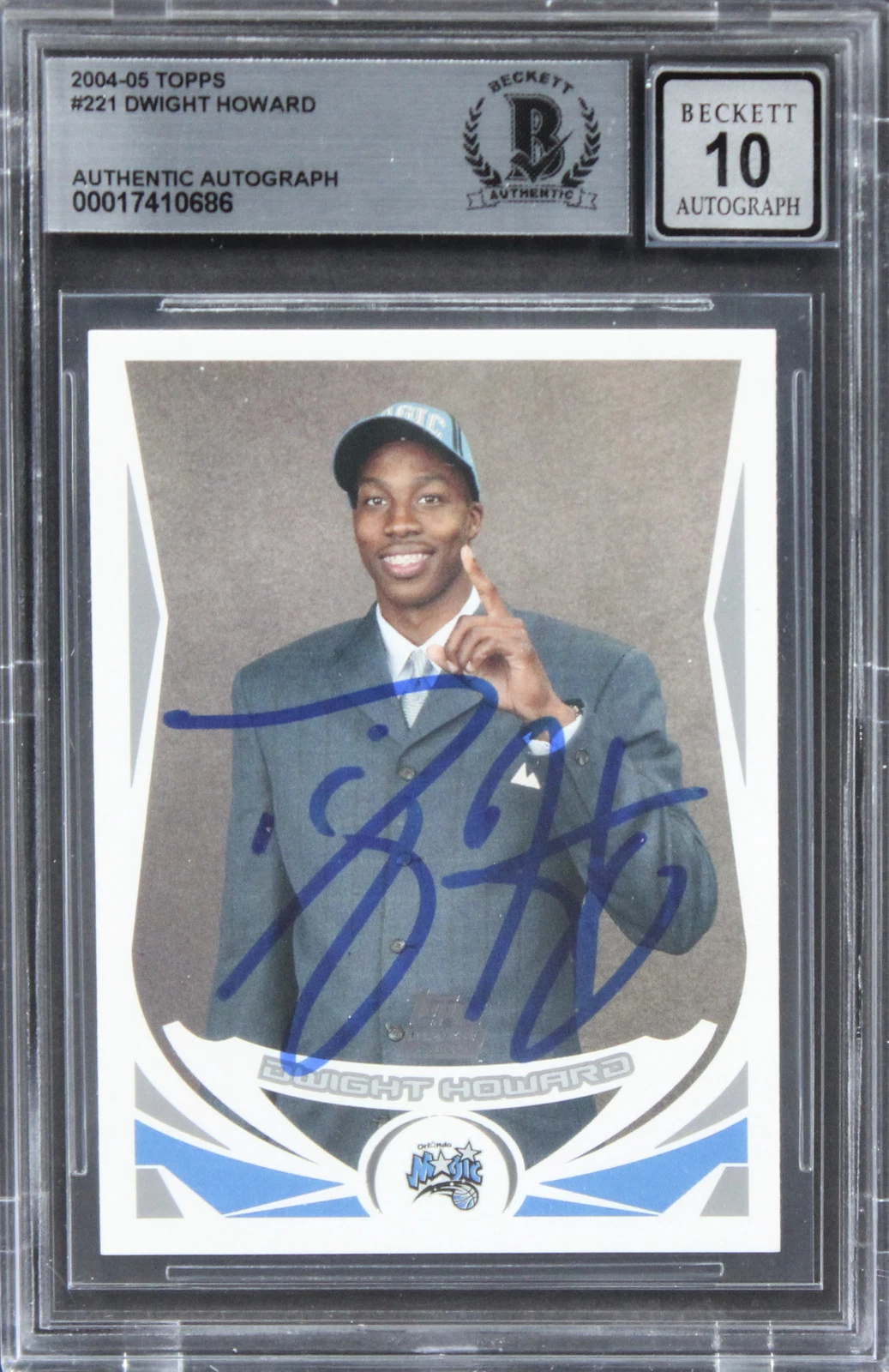 Magic Dwight Howard Authentic Signed 2004 Topps #221 Card BAS Slabbed