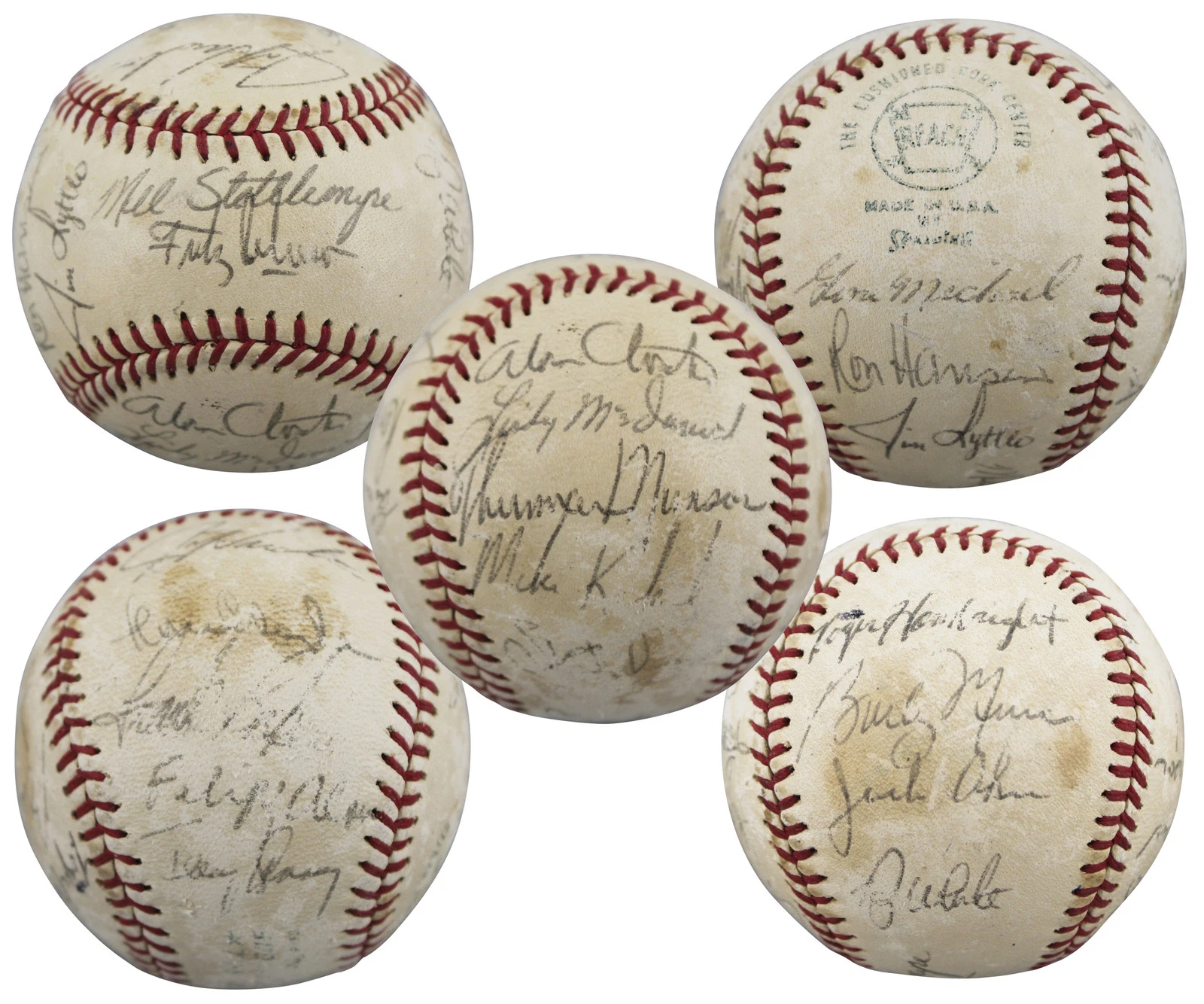 1971 Yankees (19) Munson, Stottlemyre, Alou Signed Oal Baseball PSA/DNA #AC00182