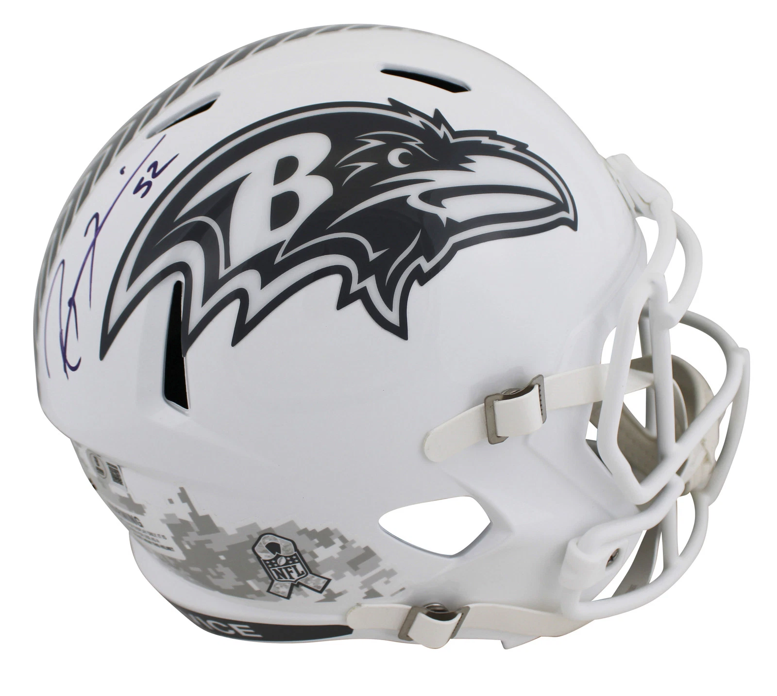 Ravens Ray Lewis Signed Salute To Service III Full Size Speed Rep Helmet BAS Wit