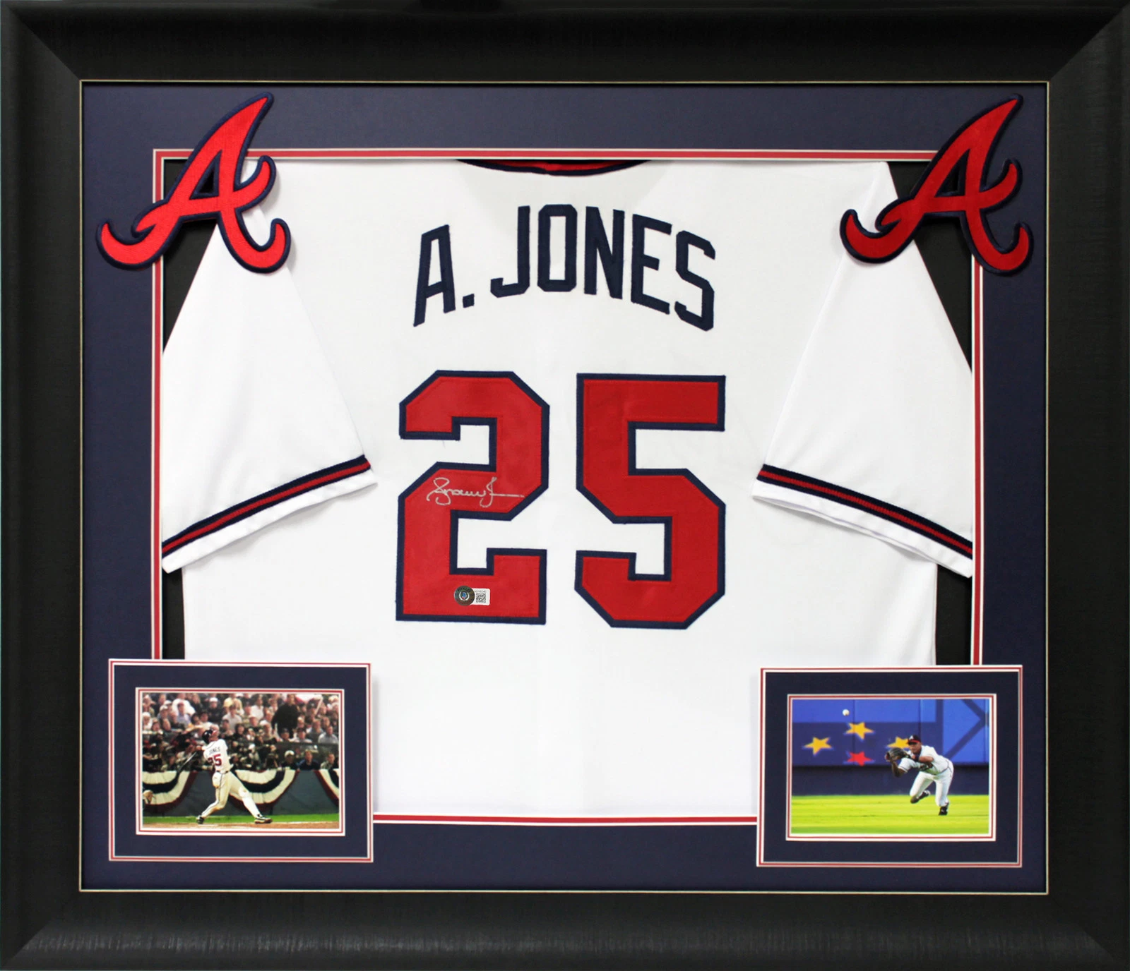 Andruw Jones Authentic Signed White Pro Style Framed Jersey Autographed BAS