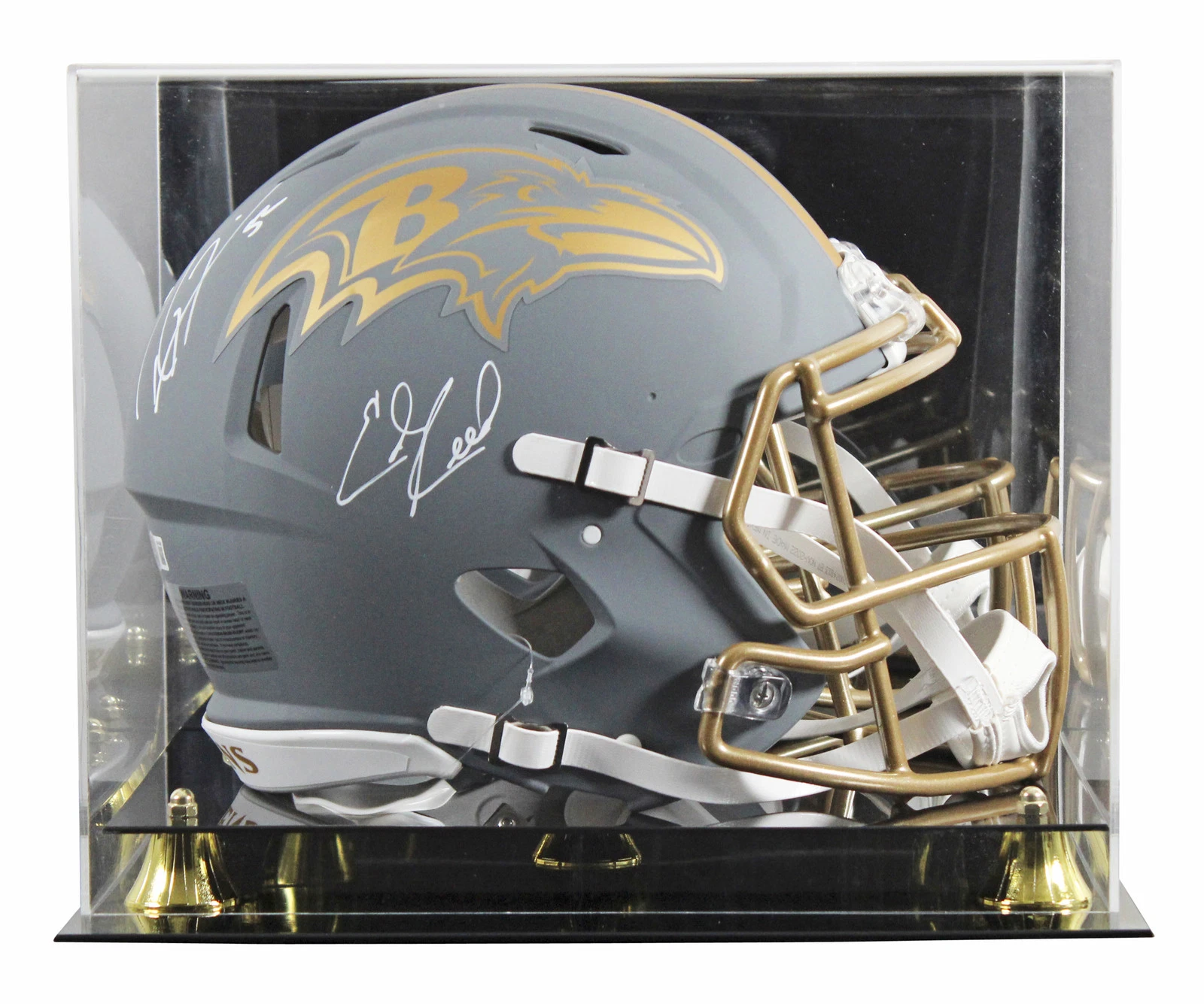 Ravens Ray Lewis & Ed Reed Signed Slate F/S Speed Proline Helmet W/ Case BAS Wit