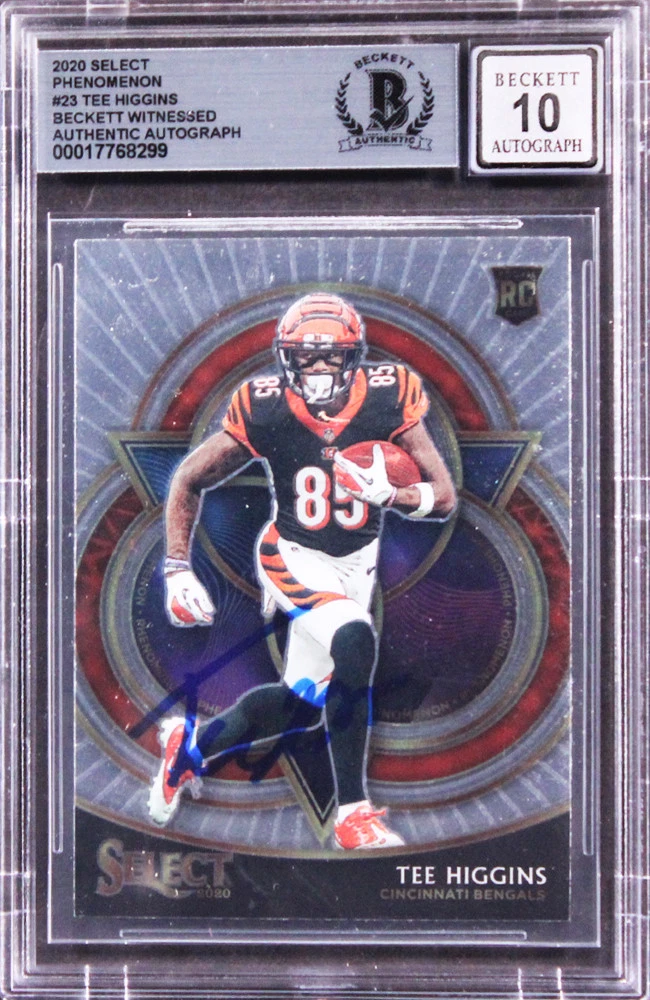 Bengals Tee Higgins Signed 2020 Select Phenomenon #23 RC Card Auto 10! BAS Slab