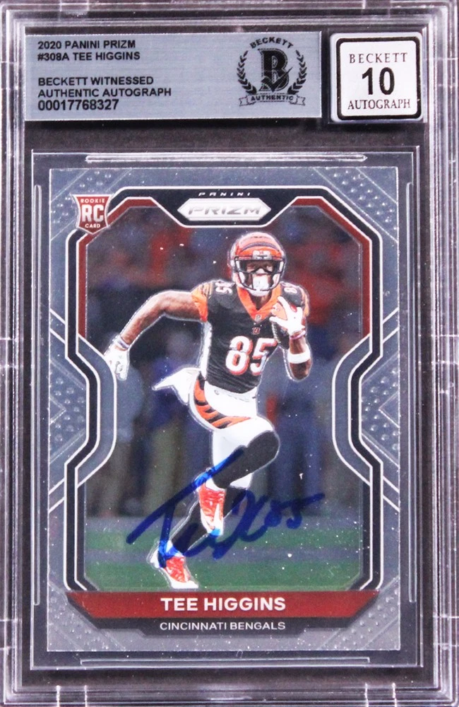 BENGALS TEE HIGGINS SIGNED 2020 PANINI PRIZM #308A RC CARD AUTO 10! BAS SLABBED COLLECTIBLE MEMORABILIA