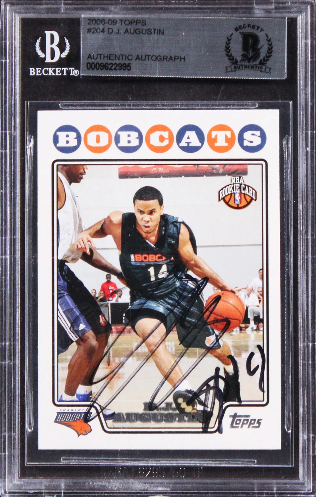 Bobcats D.J. Augustin Authentic Signed 2008 Topps #204 Rookie Card BAS Slabbed