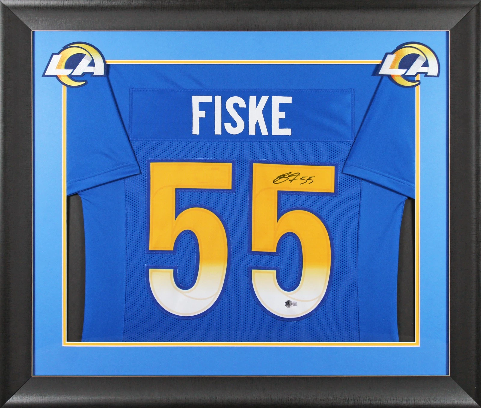 Rams Braden Fiske Authentic Signed Blue Pro Style Framed Jersey BAS Witnessed
